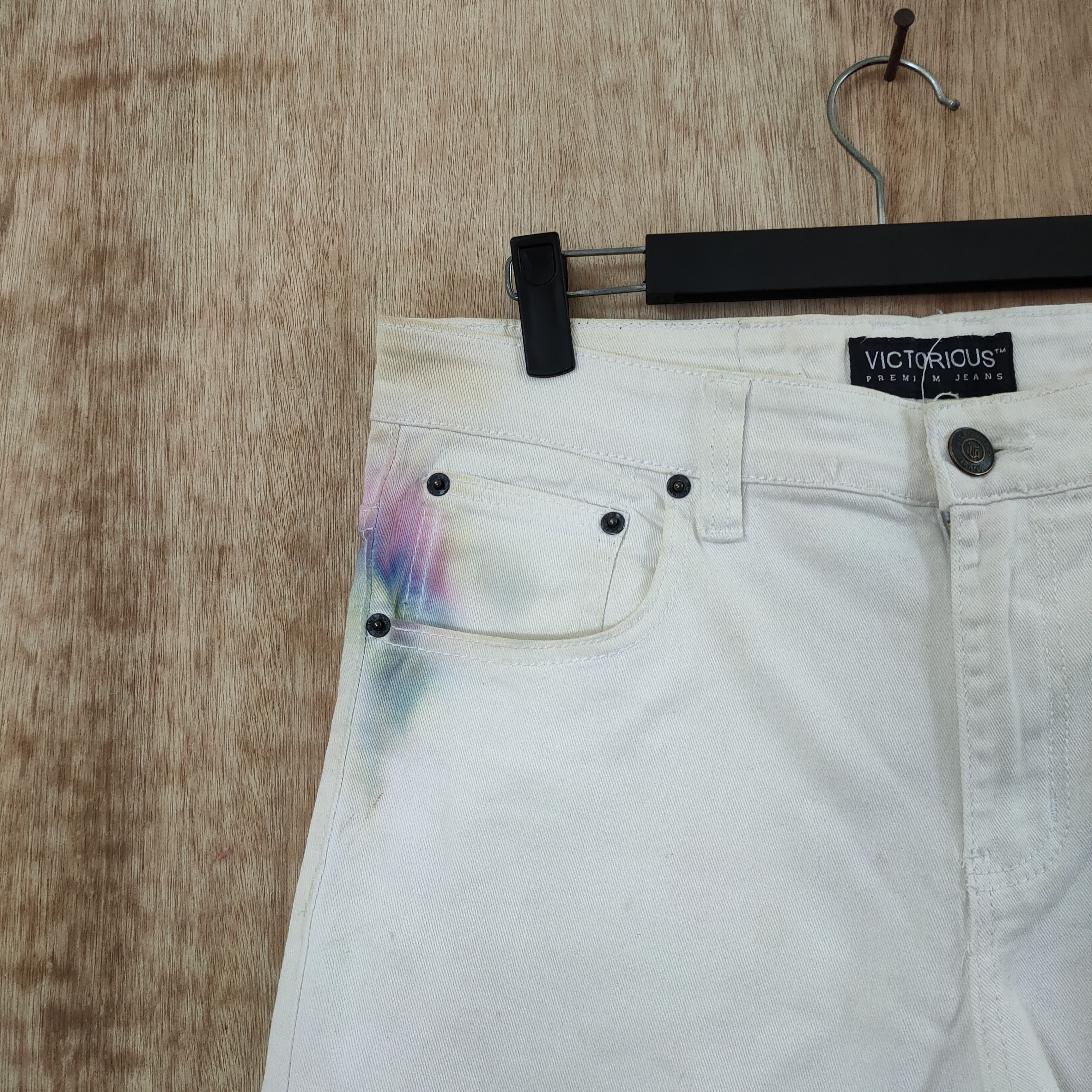 Victorinox × White's Boots VICTORIOUS FADED WHITE CUSTOM MULTICOLOR JEANS Size US 34 / EU 50 - 9 Thumbnail