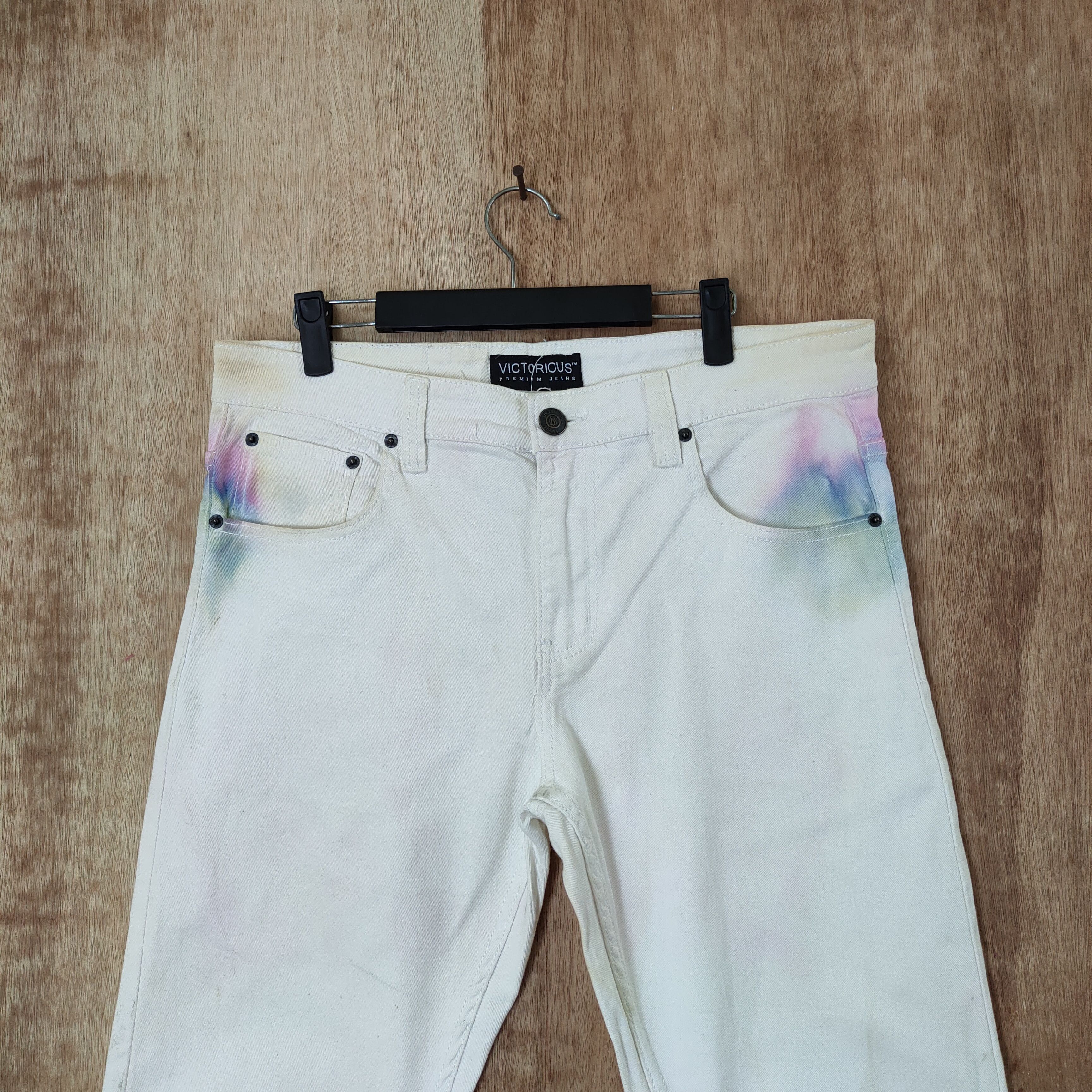 Victorinox × White's Boots VICTORIOUS FADED WHITE CUSTOM MULTICOLOR JEANS Size US 34 / EU 50 - 2 Thumbnail