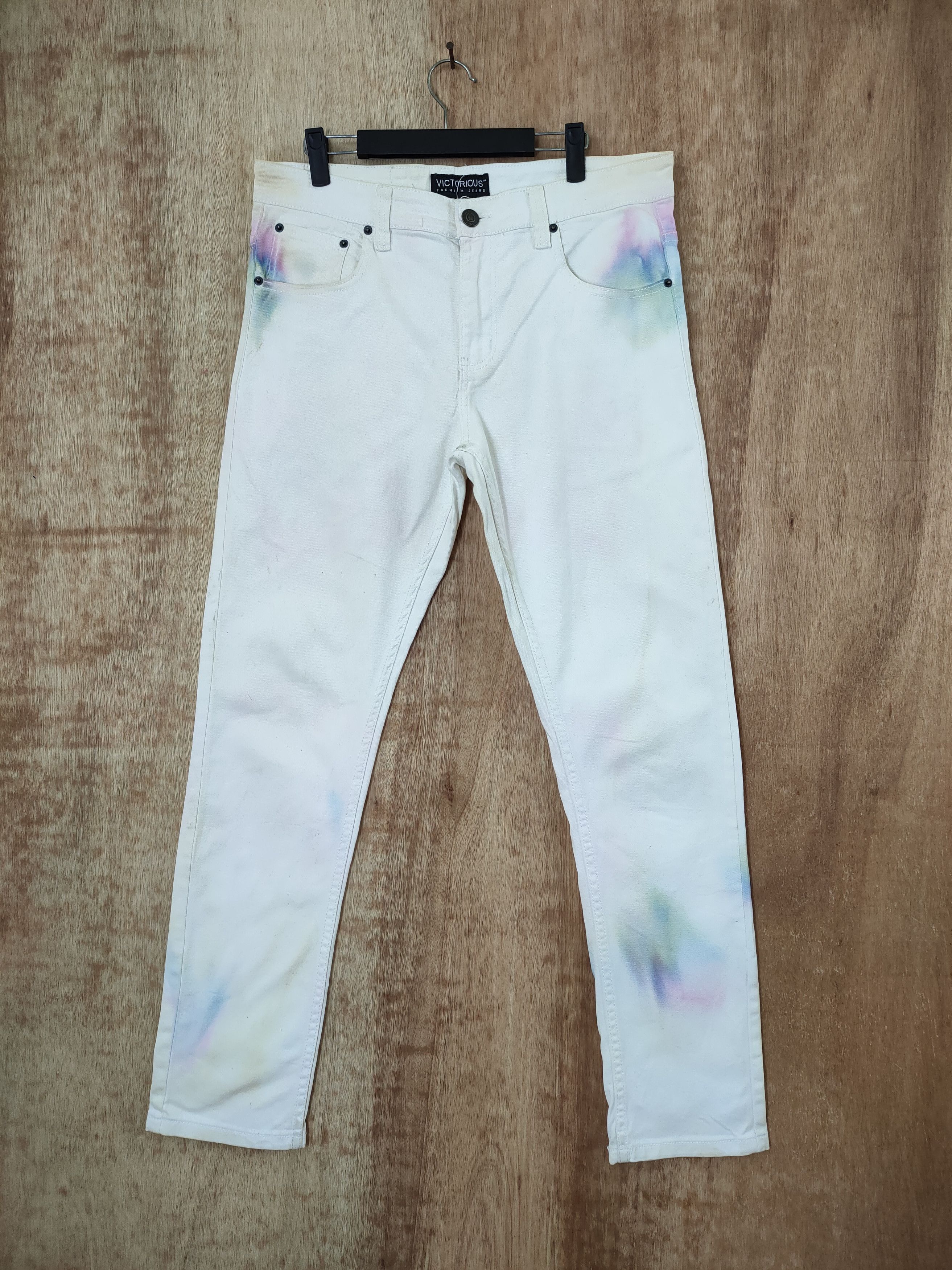 Victorinox × White's Boots VICTORIOUS FADED WHITE CUSTOM MULTICOLOR JEANS Size US 34 / EU 50 - 1 Thumbnail
