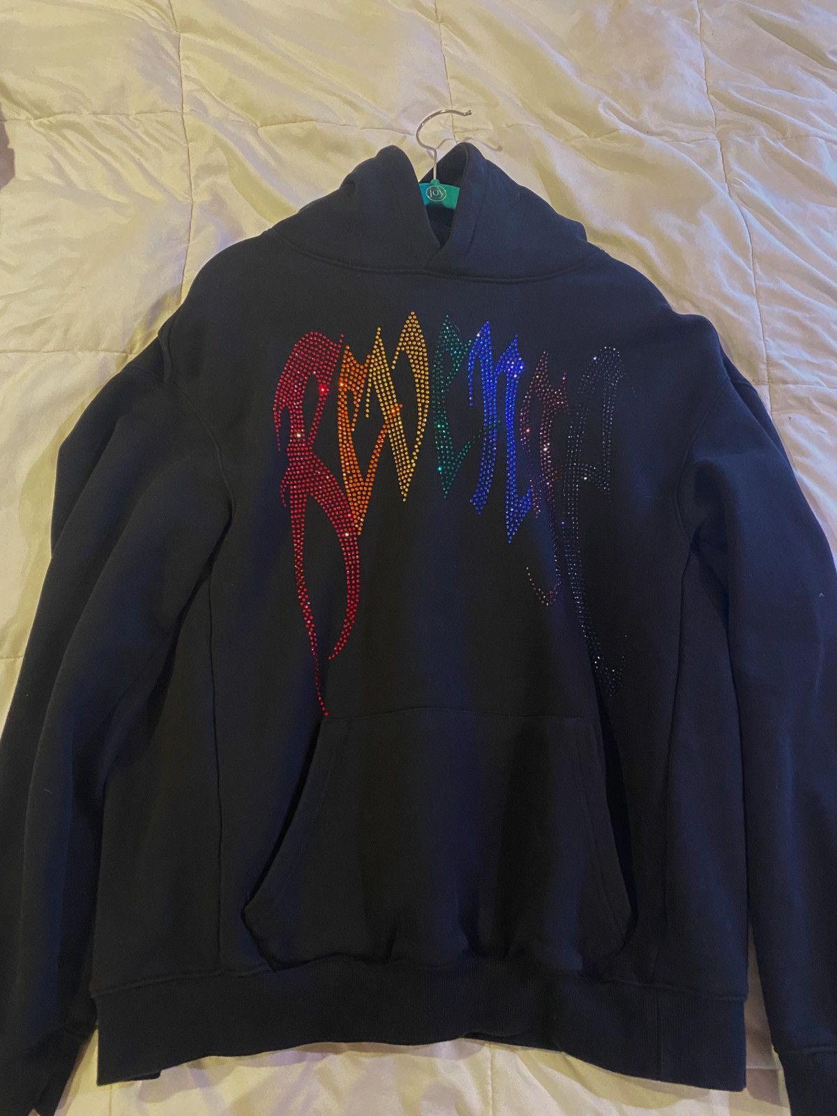 Revenge REVENGE BEJEWELED RAINBOW ON BLACK HOODIE | Grailed