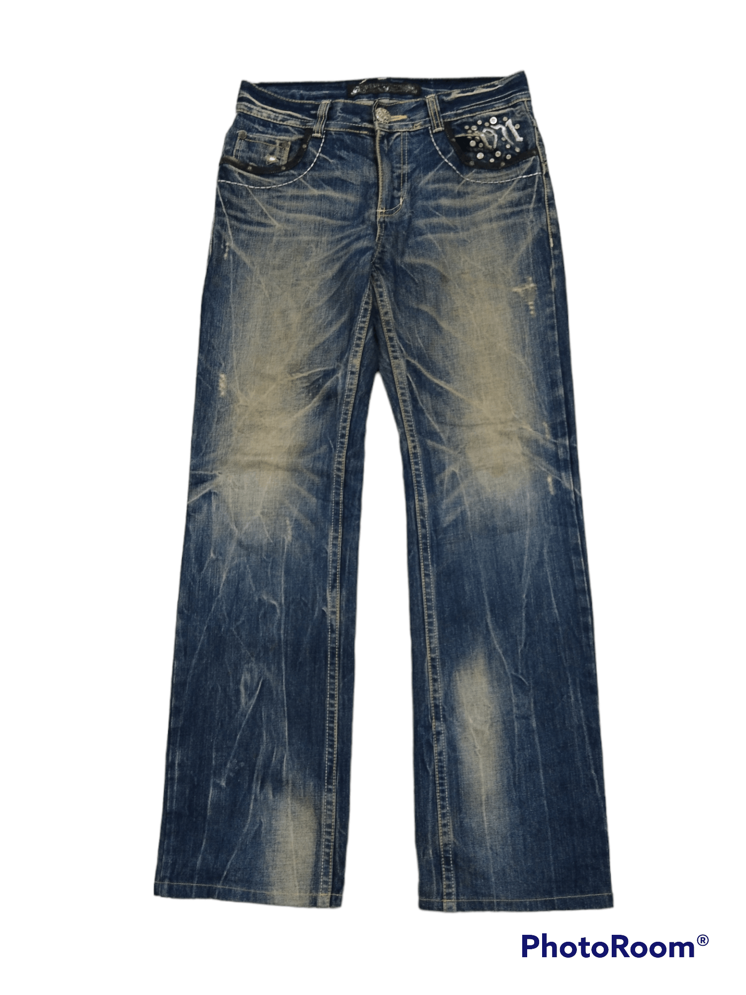 image of Distressed Denim x Rusty Studded Redpeppers Denim Pants in Blue Rusty Distressed, Men's (Size 30)