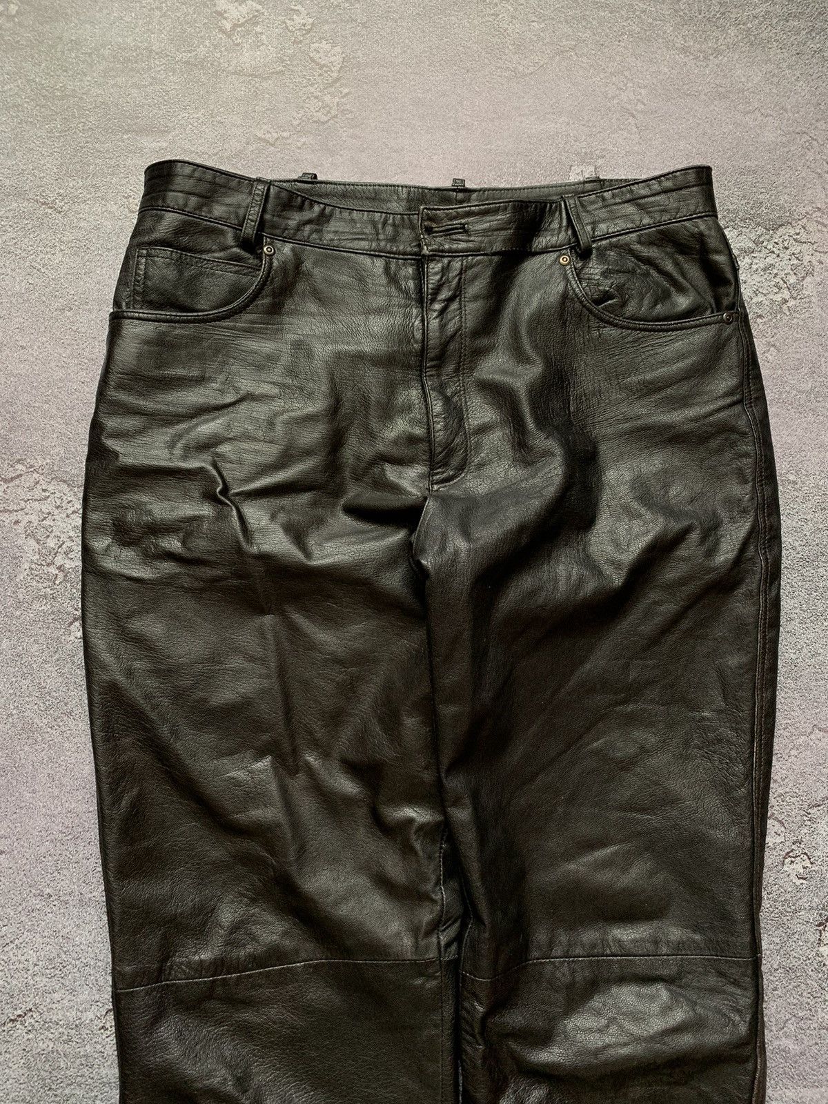 Leather Vintage 46 leather pants biker motorcycle chinos casual Size US 36 / EU 52 - 6 Thumbnail