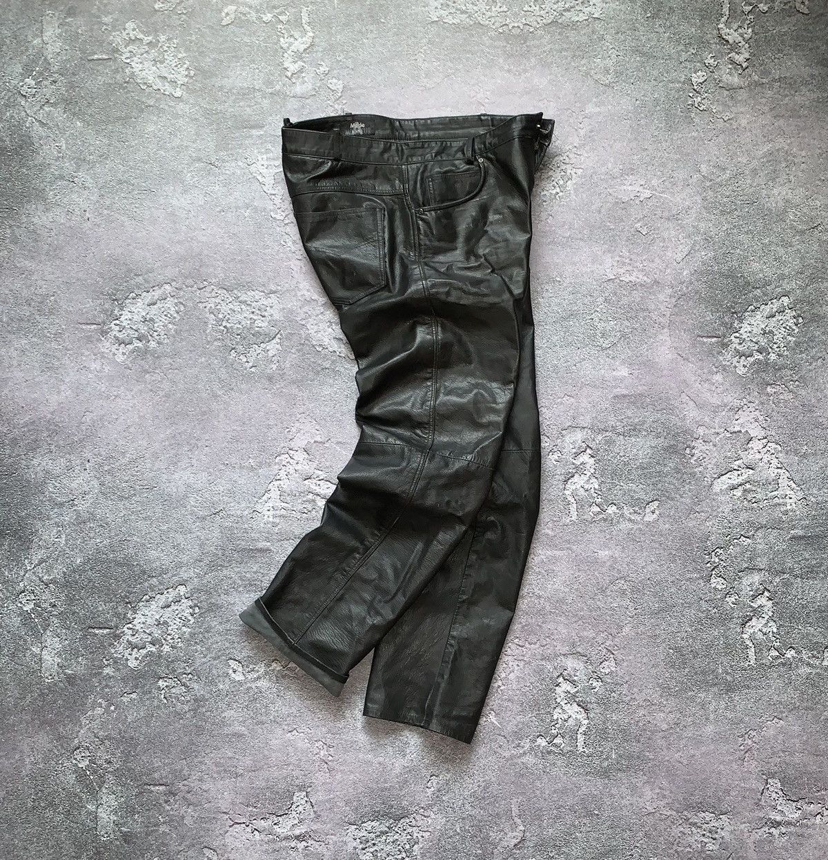 Leather Vintage 46 leather pants biker motorcycle chinos casual Size US 36 / EU 52 - 1 Thumbnail