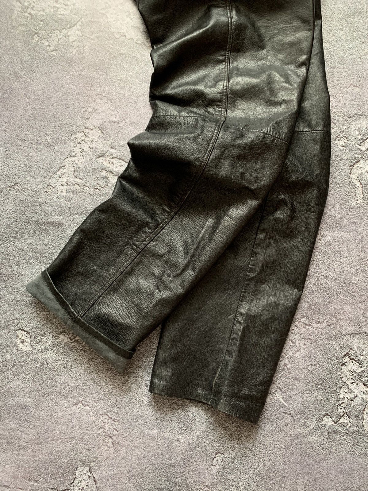 Leather Vintage 46 leather pants biker motorcycle chinos casual Size US 36 / EU 52 - 2 Thumbnail