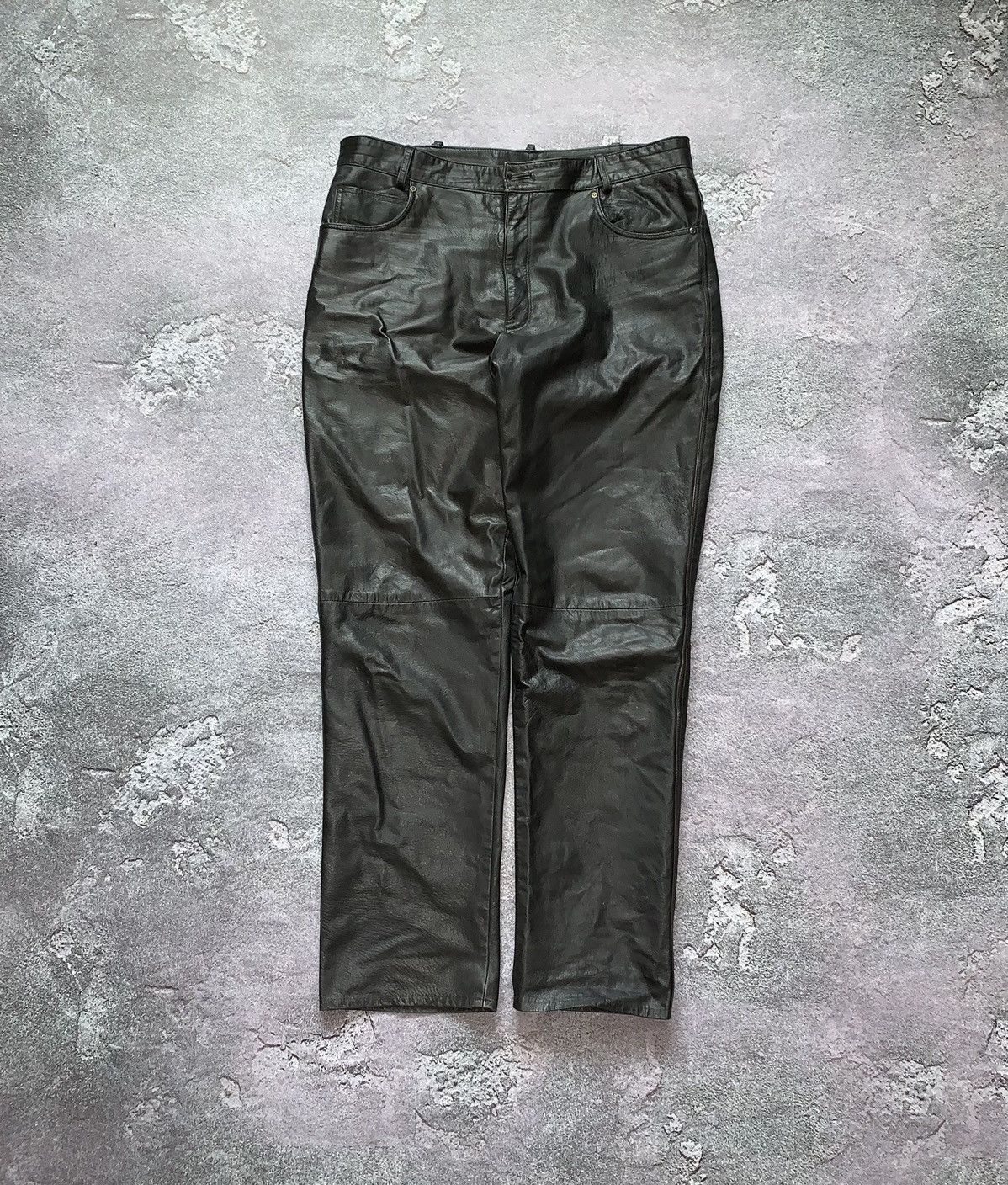 Leather Vintage 46 leather pants biker motorcycle chinos casual Size US 36 / EU 52 - 4 Thumbnail