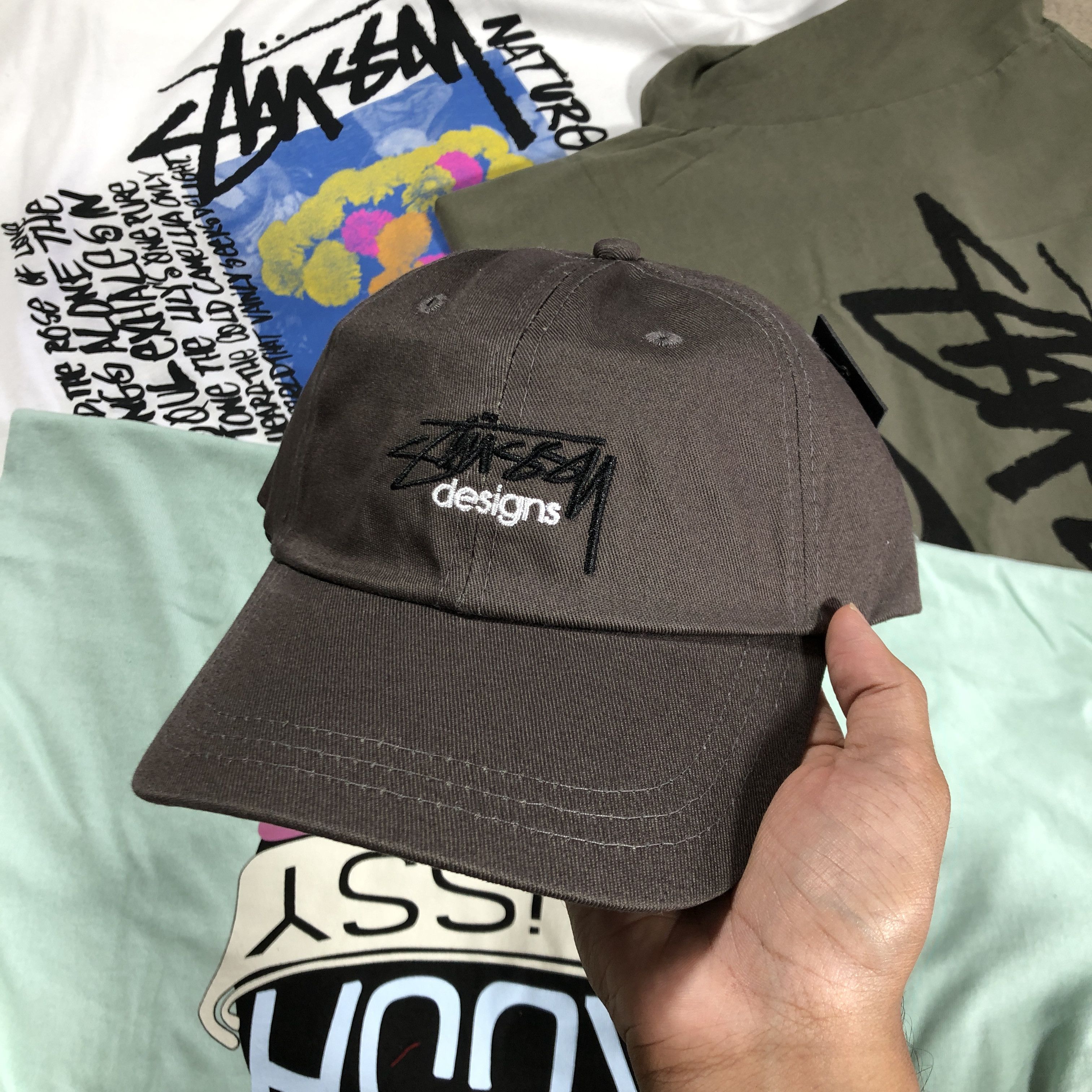 Streetwear × Stussy Stussy Grey 'DESIGNS' Cap Hat | Grailed