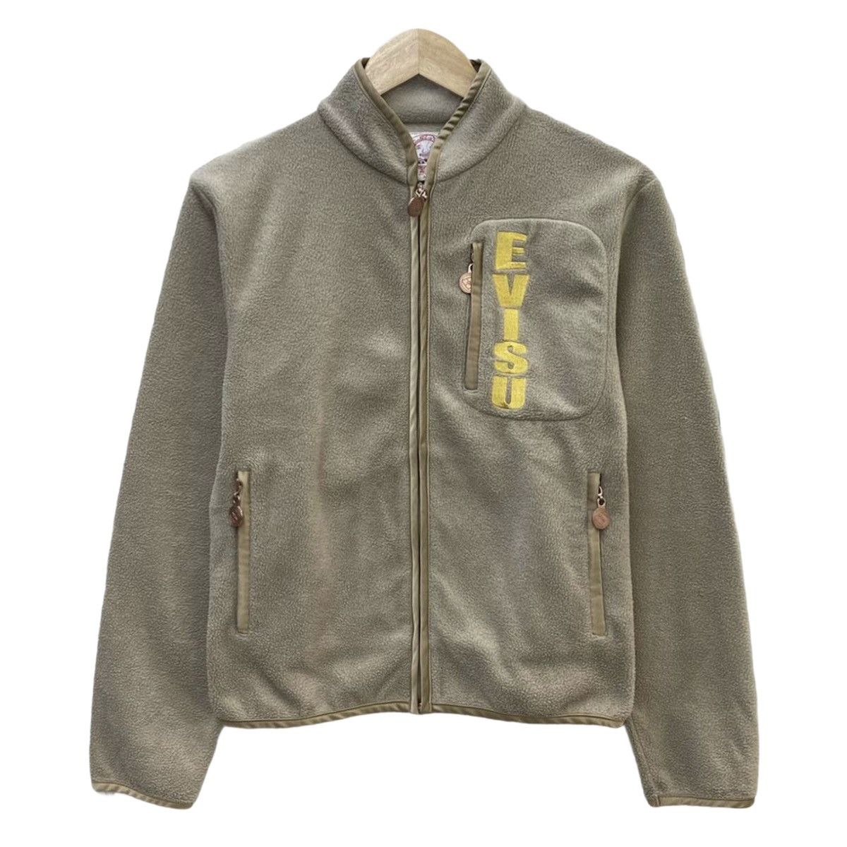 Evisu Vintage, Plush Zip-Up Sweater in Beige Size US S / EU 44-46 / 1 - 2 Thumbnail