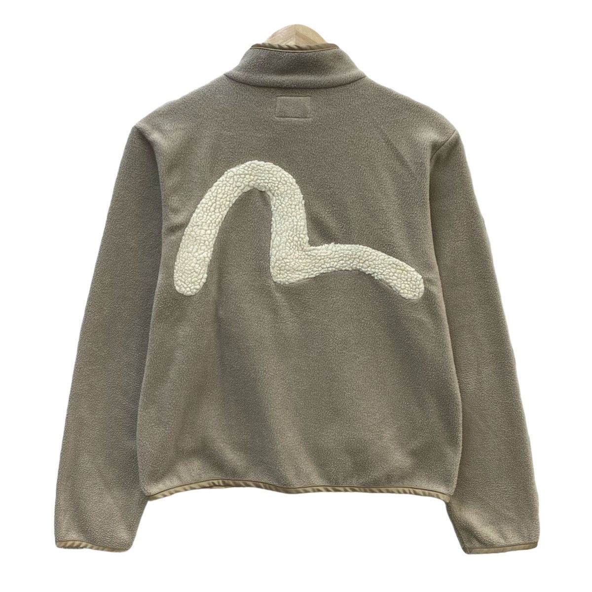 Image of Evisu Vintage, Plush Zip-Up Sweater In Beige, Men's (Size Small)