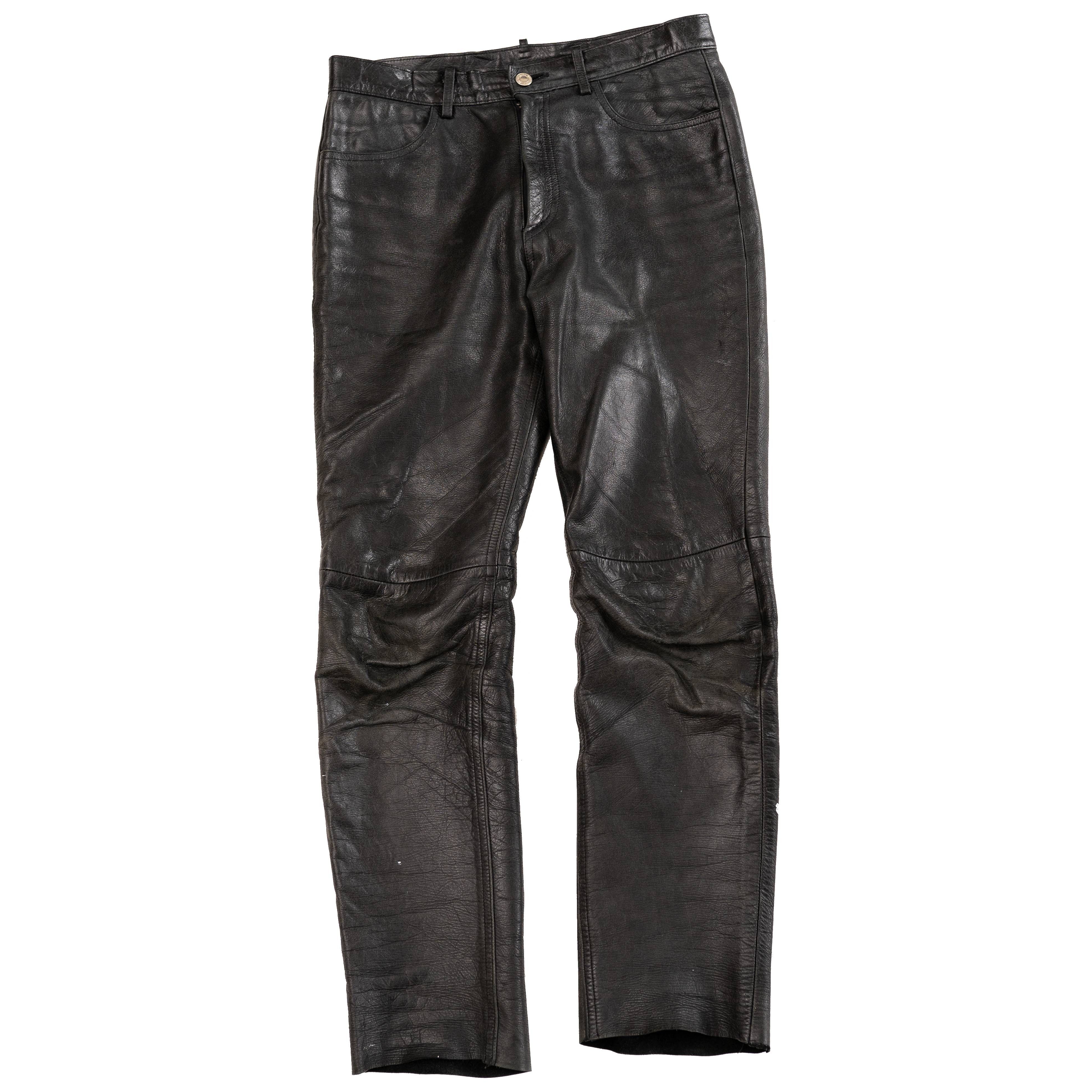 image of Undercover Aw98 ‘Exchange’ Leather Pants in Black, Men's (Size 30)