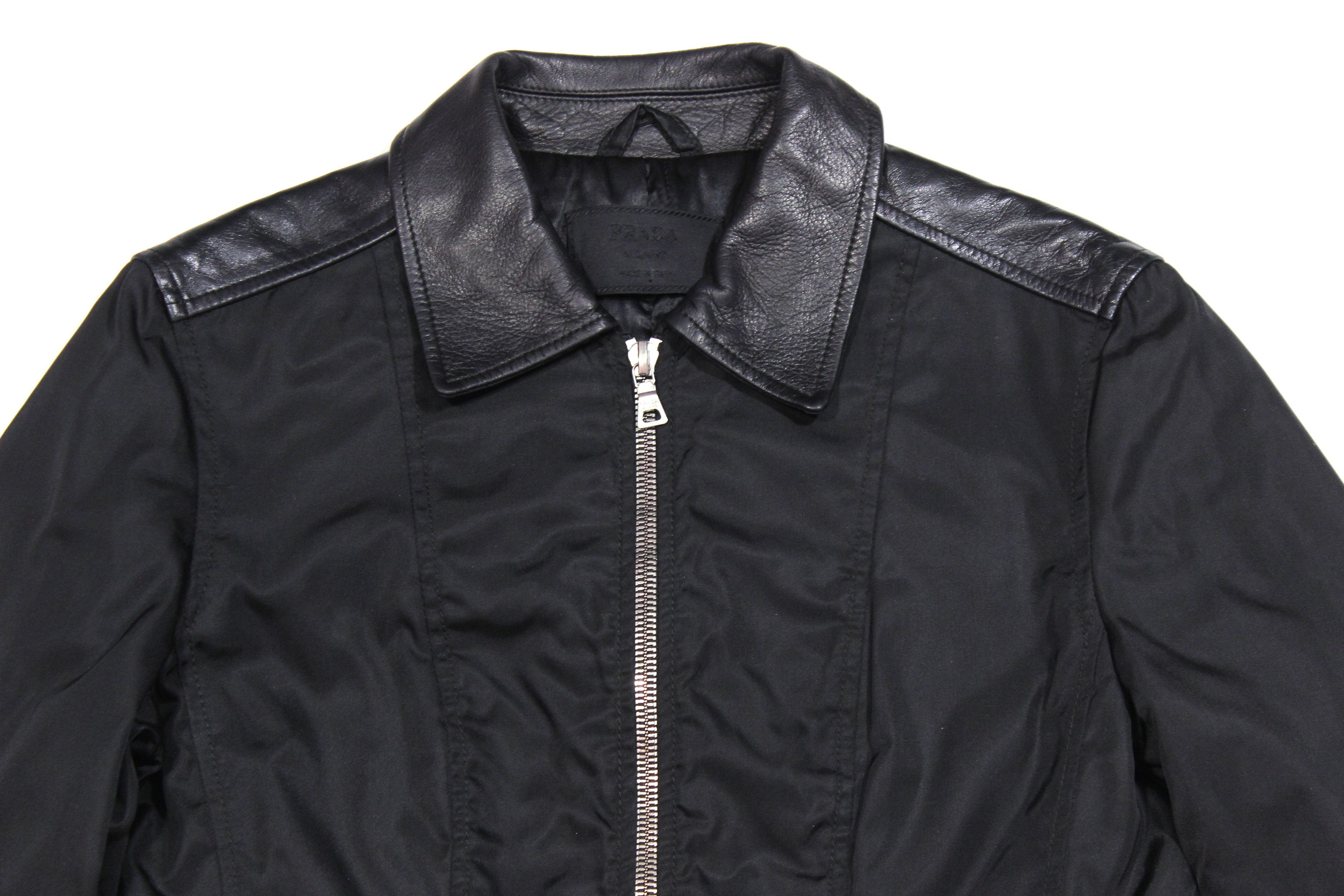 Prada 90S Mainline Nylon Leather Jacket Vintage Size S / US 4 / IT 40 - 3 Thumbnail