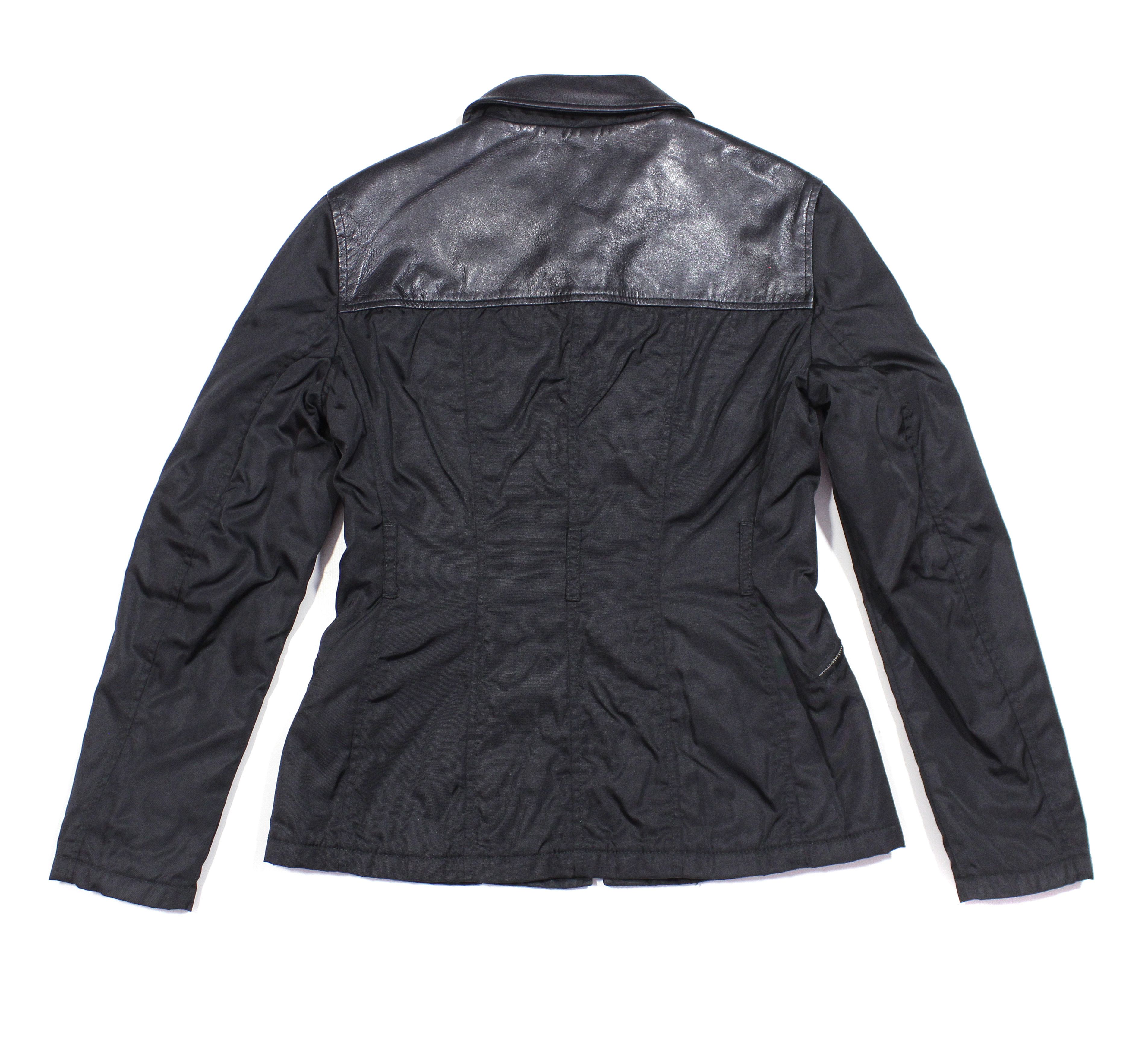 Prada 90S Mainline Nylon Leather Jacket Vintage Size S / US 4 / IT 40 - 2 Thumbnail