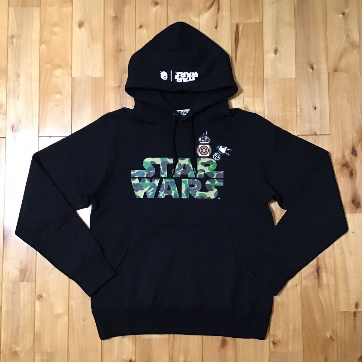 image of 2019 Bape× Star Wars Bb-8 & D-O Pullover Hoodie in Black, Men's (Size Medium)