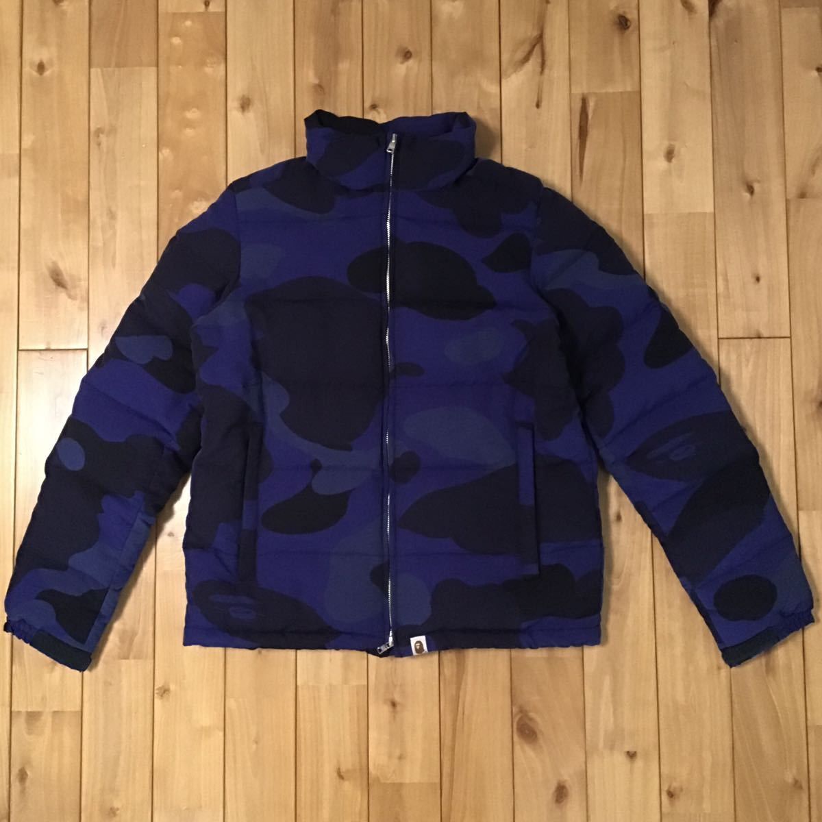 image of Bape Down Jacket Giant Camo Blue Zoom Camo in Blue Camo, Men's (Size Small)