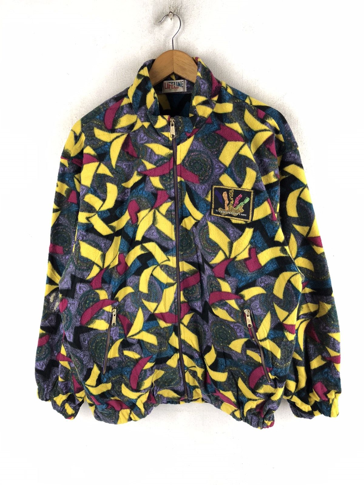 Japanese Brand 🔥BUT NICE🔥LIFELINE MULTICOLOR PRINTED FLEECE JACKET Size US L / EU 52-54 / 3 - 1 Thumbnail
