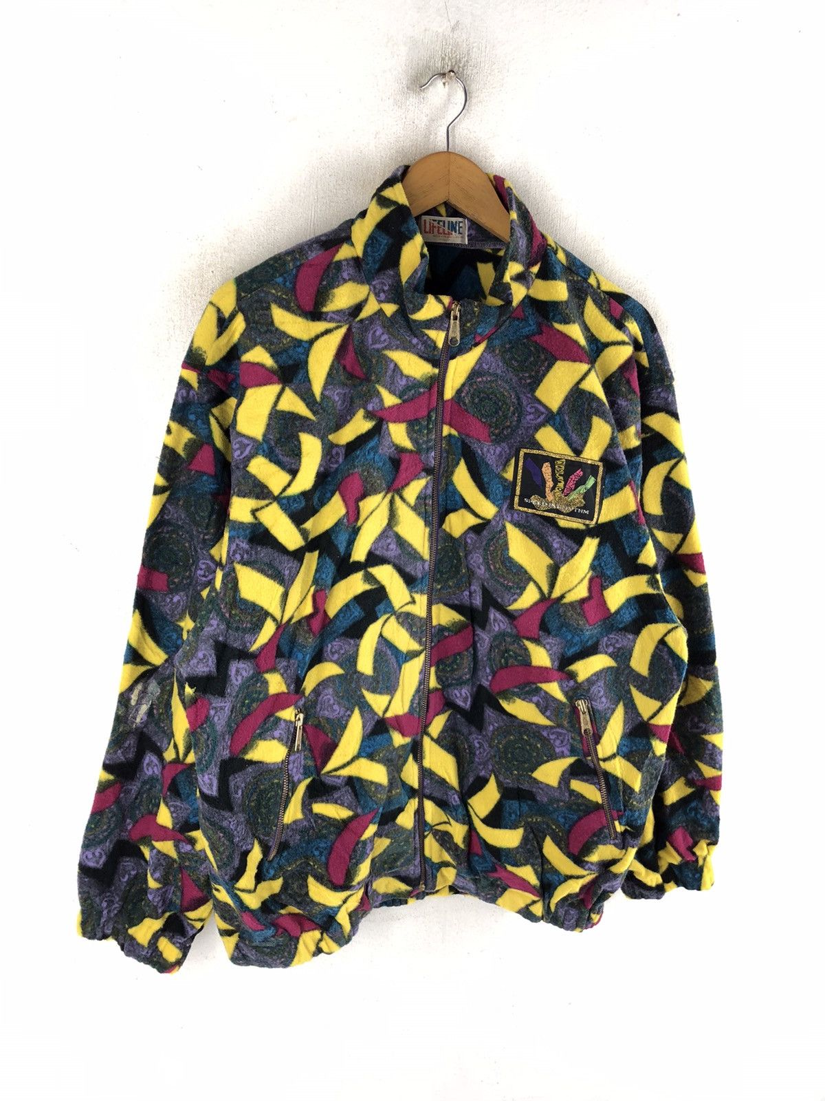 Japanese Brand 🔥BUT NICE🔥LIFELINE MULTICOLOR PRINTED FLEECE JACKET Size US L / EU 52-54 / 3 - 2 Thumbnail