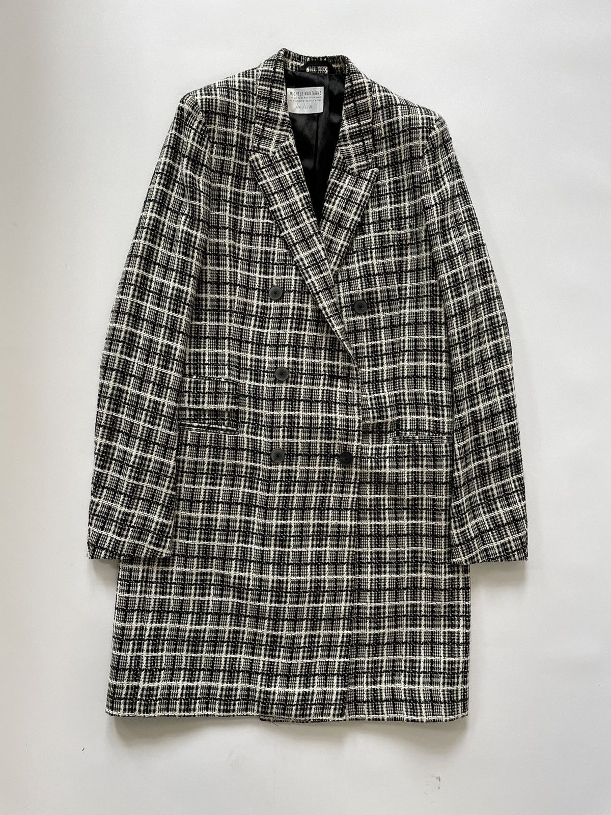 Haider Ackermann FW15 Black & White Checked Boucle Coat Size XS / US 0-2 / IT 36-38 - 1 Thumbnail