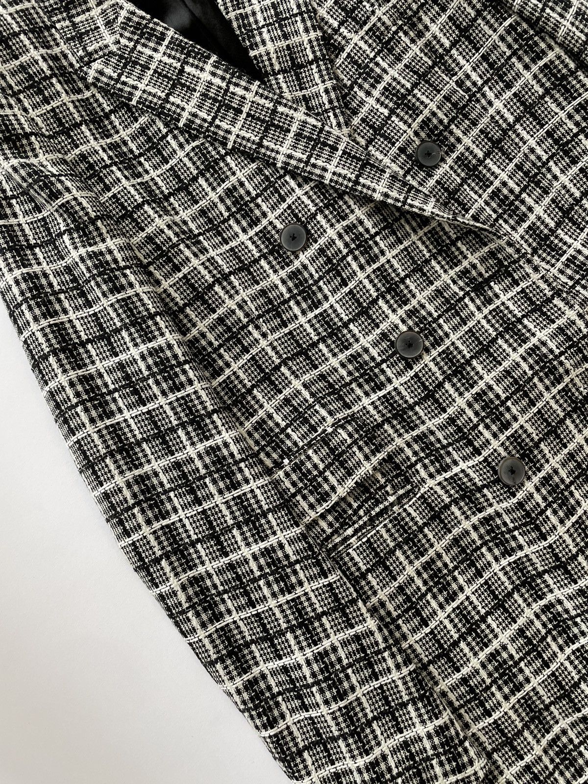 Haider Ackermann FW15 Black & White Checked Boucle Coat Size XS / US 0-2 / IT 36-38 - 2 Thumbnail