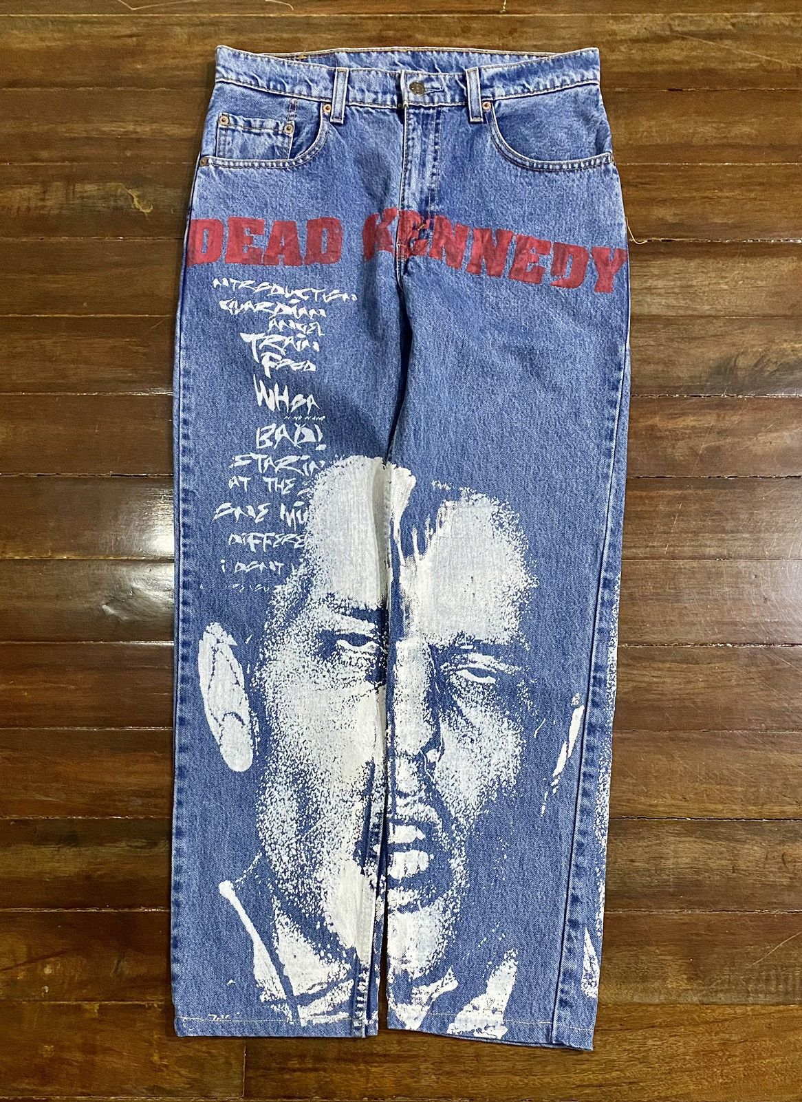 Image of One Of A Kind x Rock Band dead Kennedys X Levis Printed Jeans in Blue, Men's (Size 31)