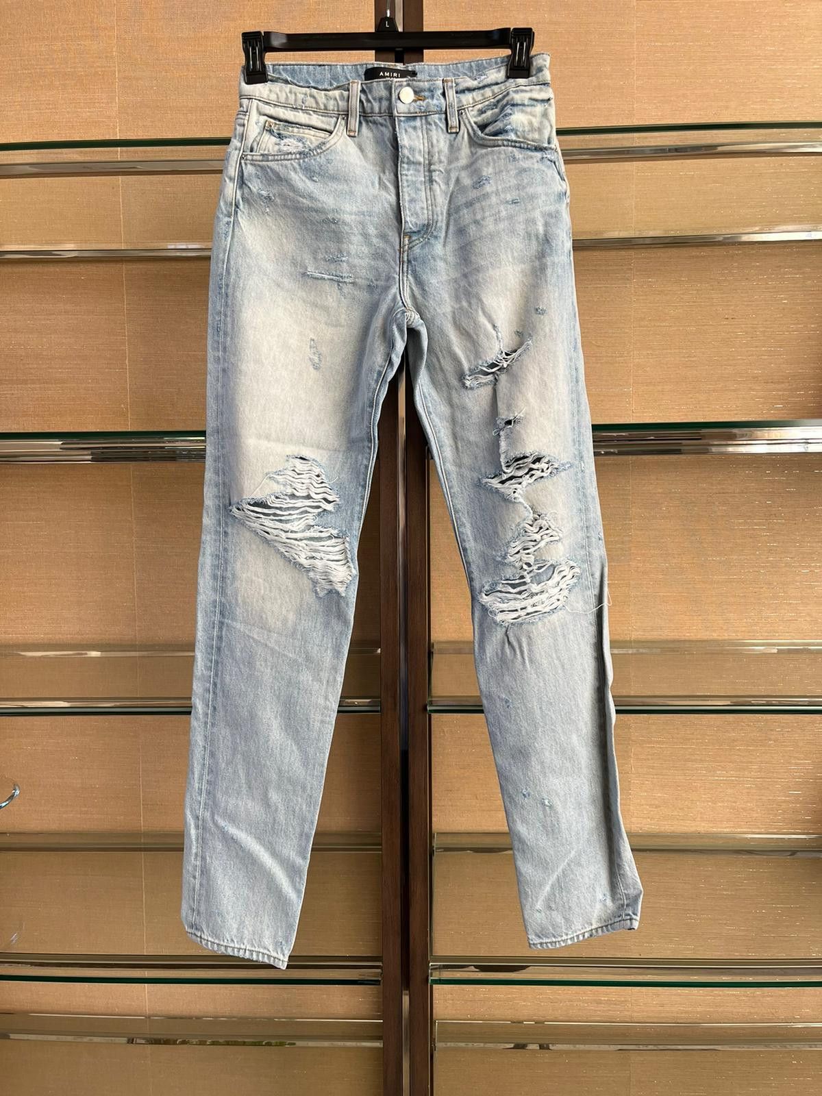 Destroyed Slouch Jeans Denim in Light Blue