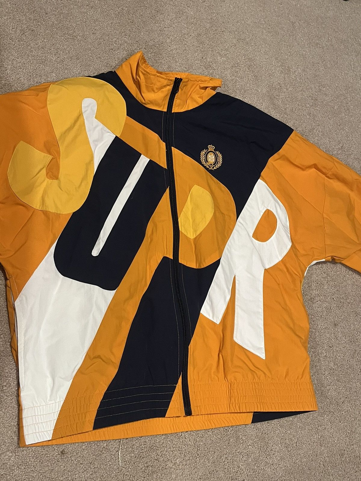 Supreme big letter track jacket dark orange hotsell
