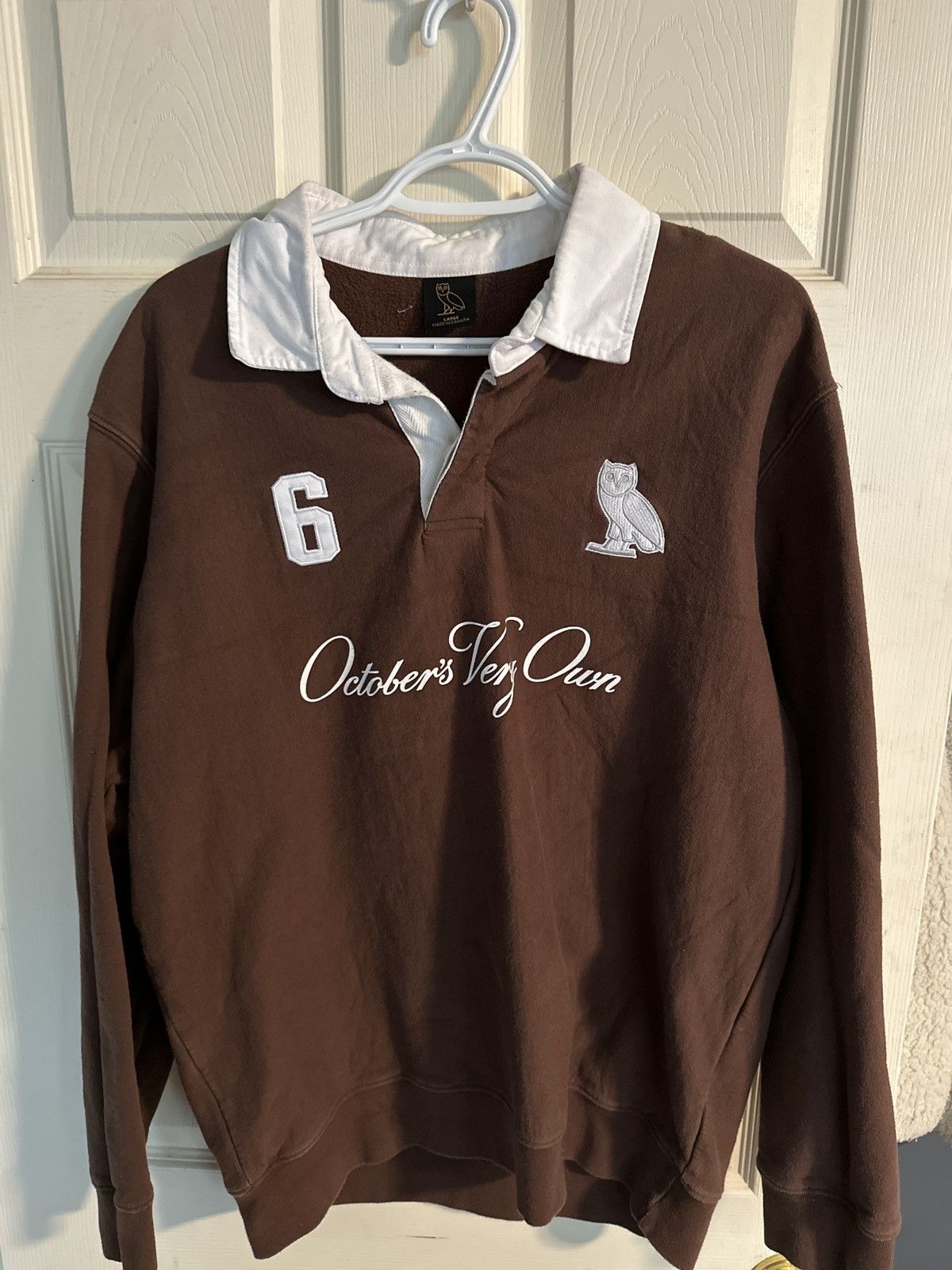 【October's Very Own】ロゴ入り フレンチテリー・ラグビーポロ Classic Rugby Polo - Black | October's Very Own