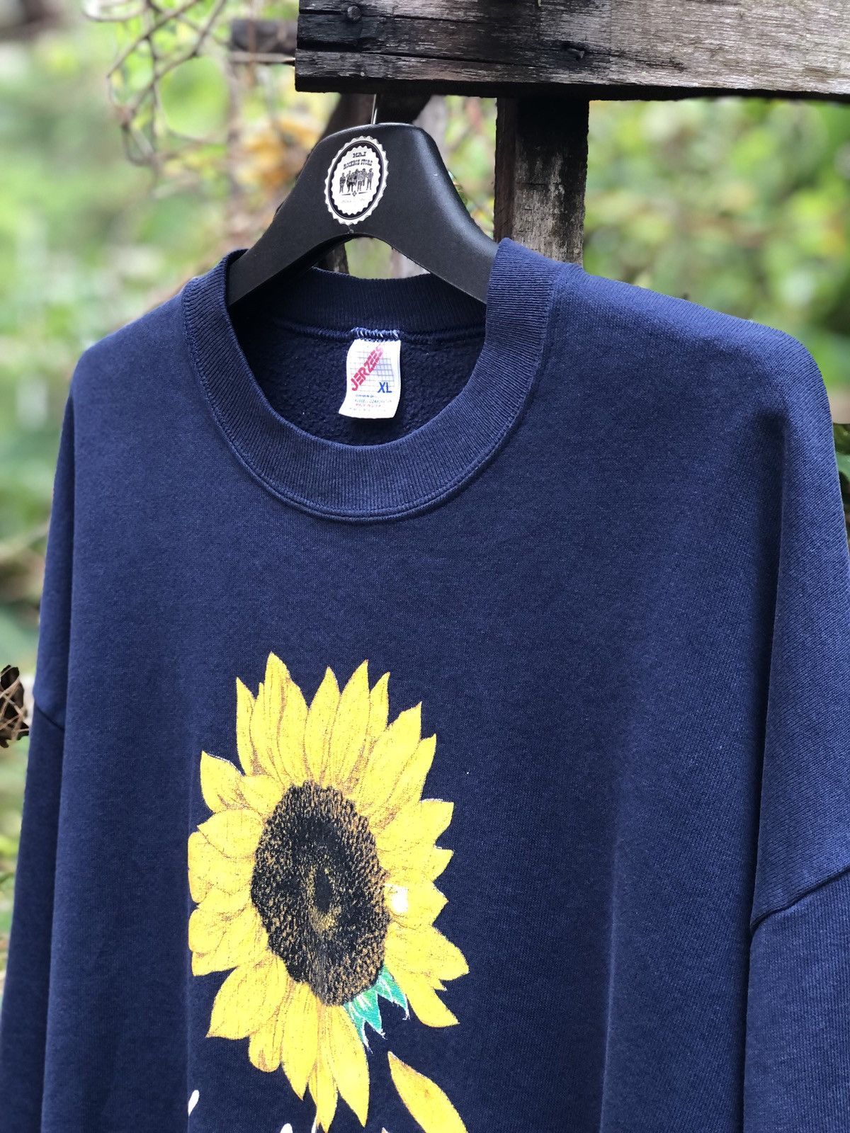 Jerzees Vintage 90's Jerzees Tag Sweatshirt Sunflower Printed Size US XL / EU 56 / 4 - 2 Thumbnail