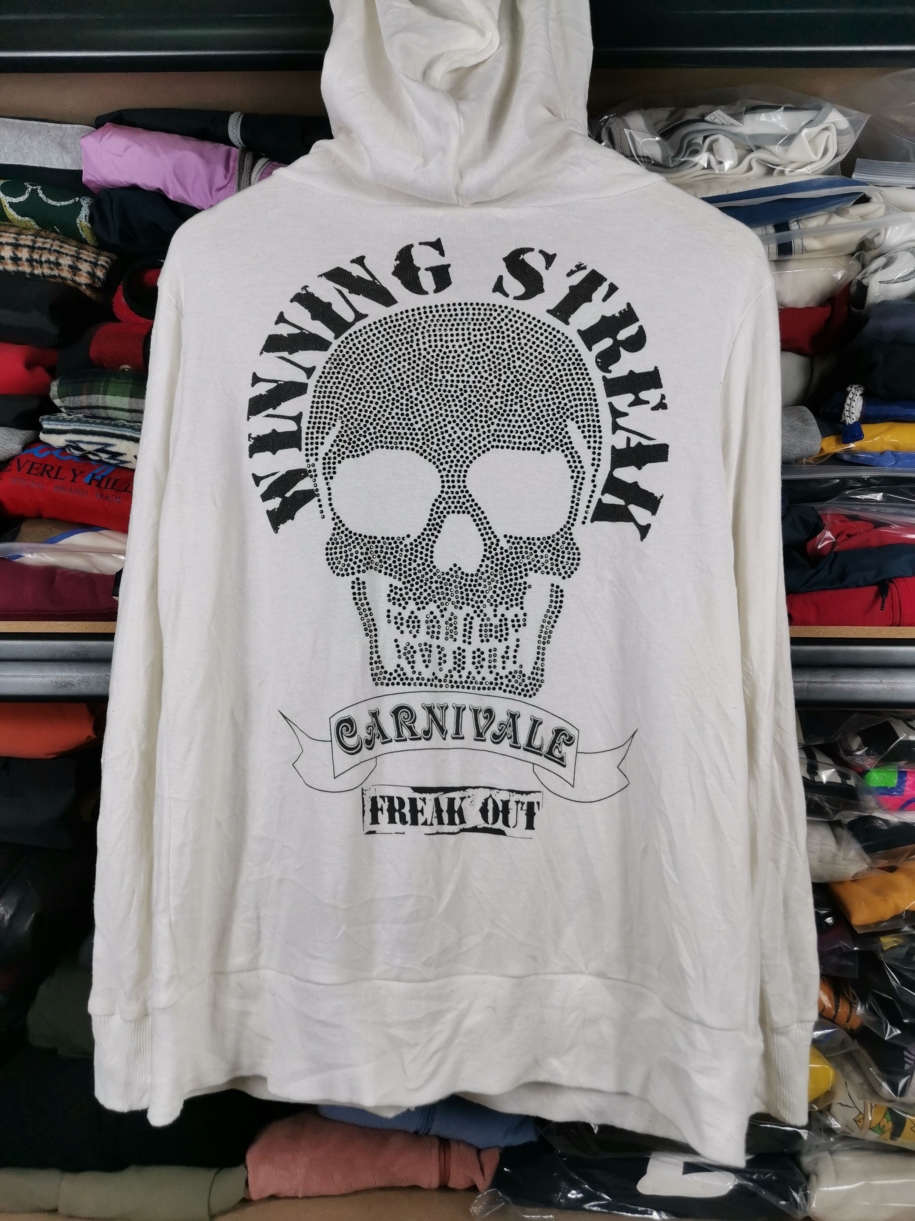 image of If Six Was Nine x Seditionaries Vintage Skull Hoodies Carnivale Freak Out in White (Size Medium)