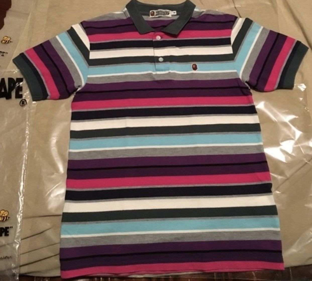 Bape Bape striped logo polo shirt Size US S / EU 44-46 / 1 - 1 Thumbnail