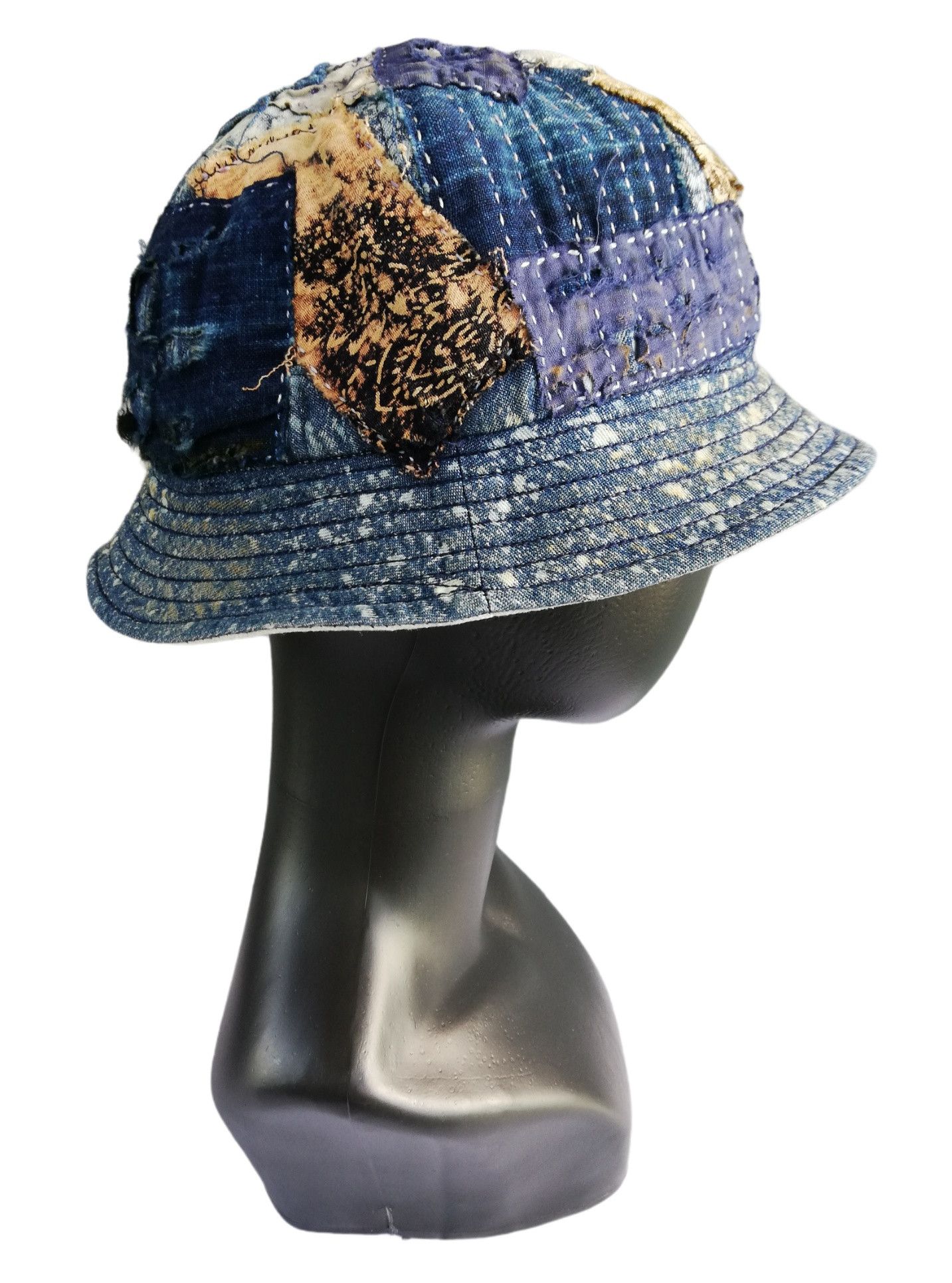 Japanese Brand 🔥Design Iconic Style Kapital Reversible Boro Bucket Hat Size ONE SIZE - 7 Thumbnail