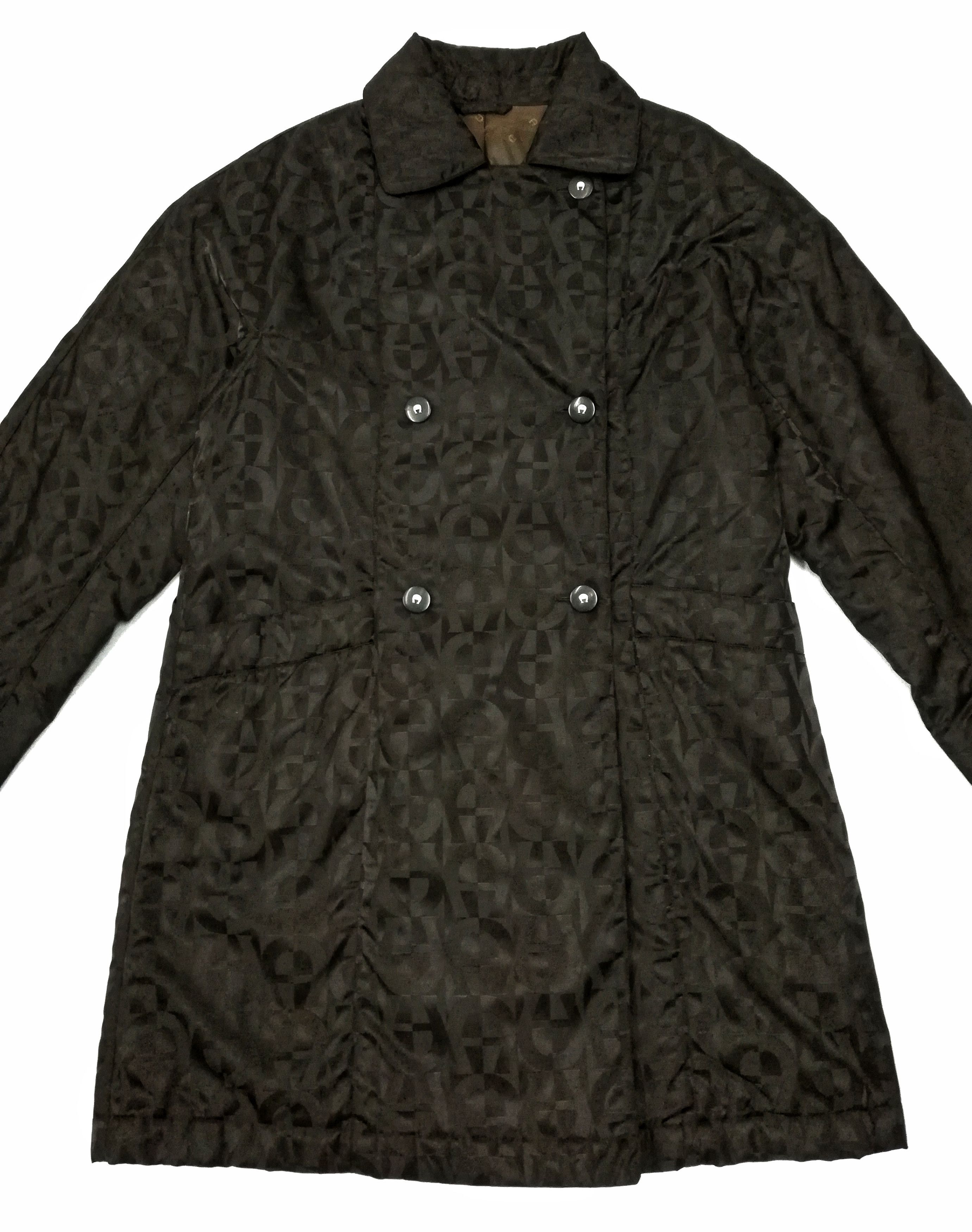 Aigner × Designer 🔥Aigner Double Breasted Monogram Long Coat Made In Italy🔥 Size US S / EU 44-46 / 1 - 3 Thumbnail