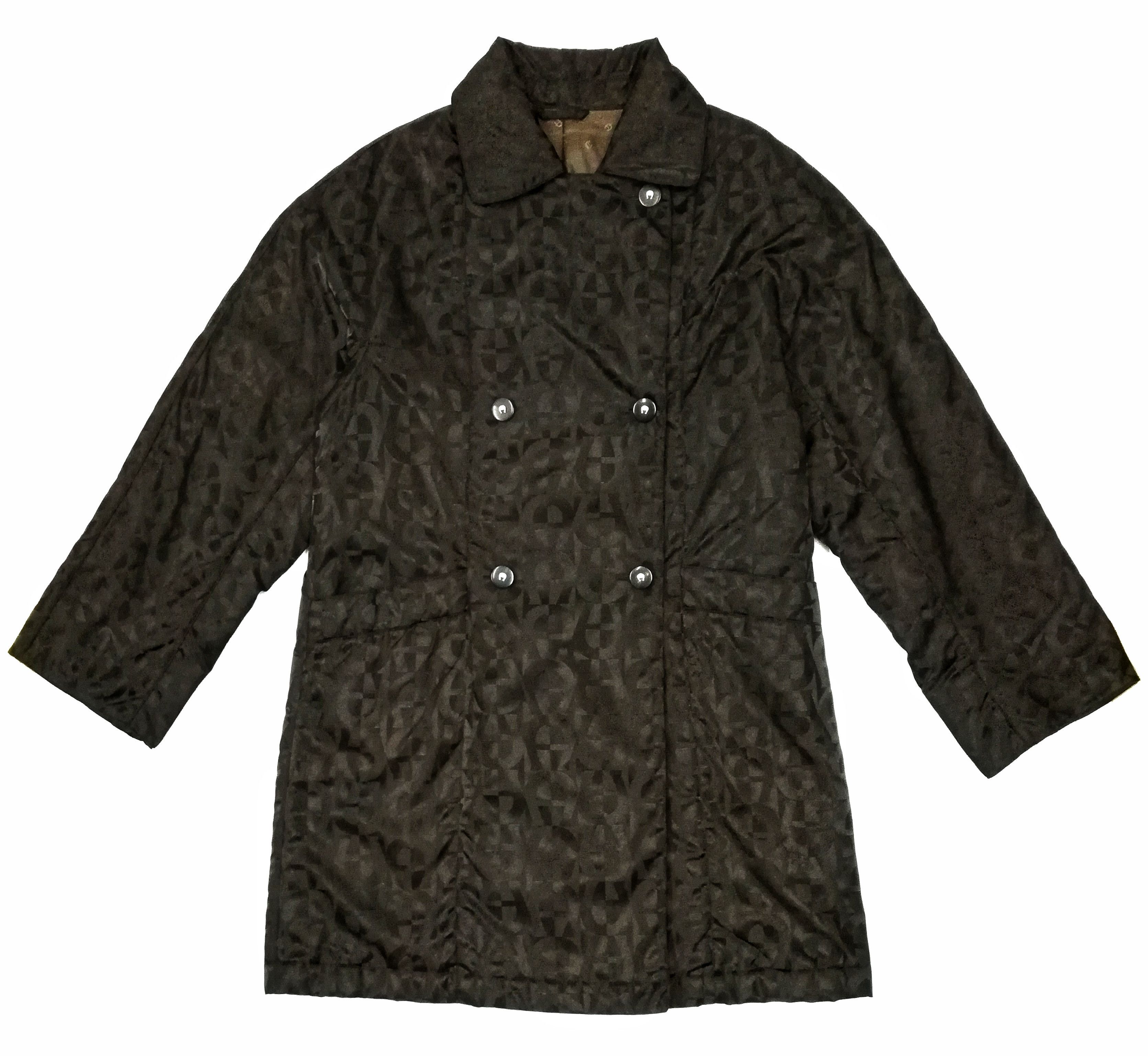 Aigner × Designer 🔥Aigner Double Breasted Monogram Long Coat Made In Italy🔥 Size US S / EU 44-46 / 1 - 2 Thumbnail