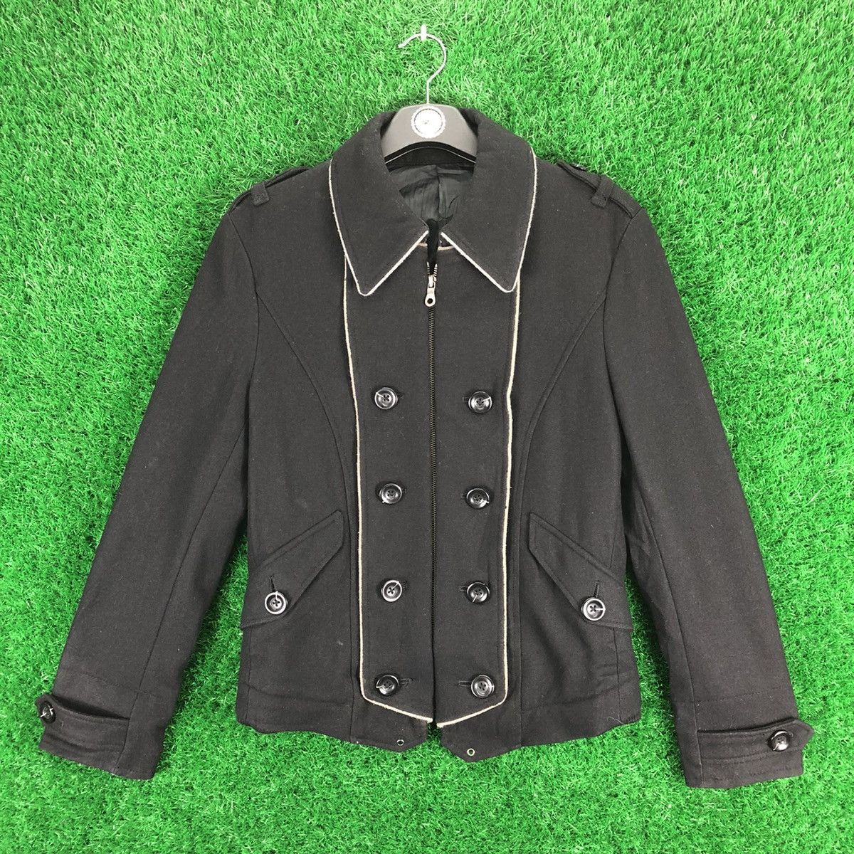 image of Vintage 90's Ppfm Wool Zipper Jacket in Black, Men's (Size XS)