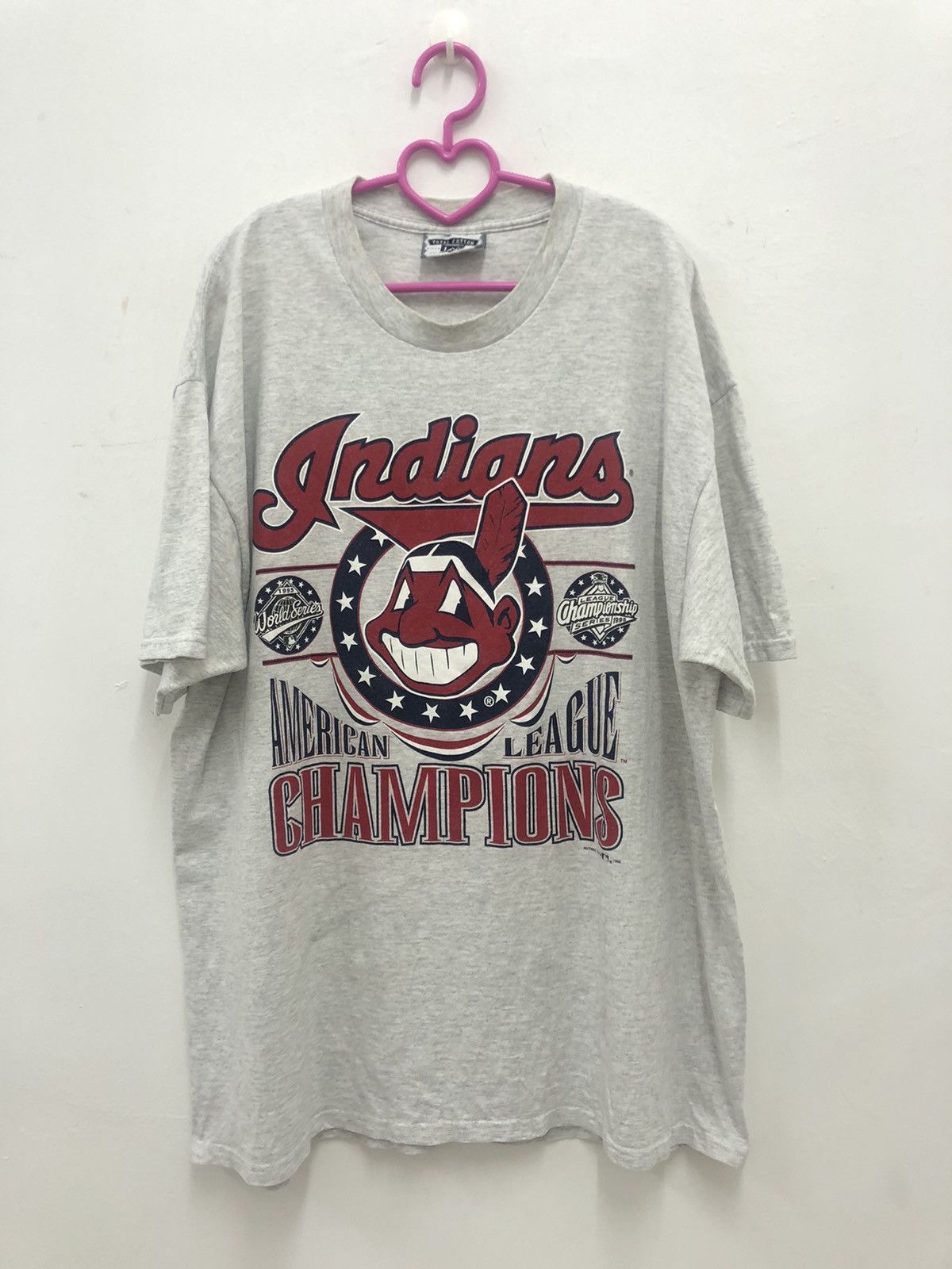 MLB Vintage 90s CLEVELAND INDIANS American League Champion Tee Size US XL / EU 56 / 4 - 1 Thumbnail