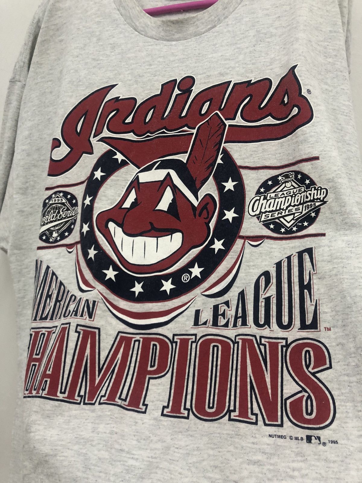 MLB Vintage 90s CLEVELAND INDIANS American League Champion Tee Size US XL / EU 56 / 4 - 3 Thumbnail