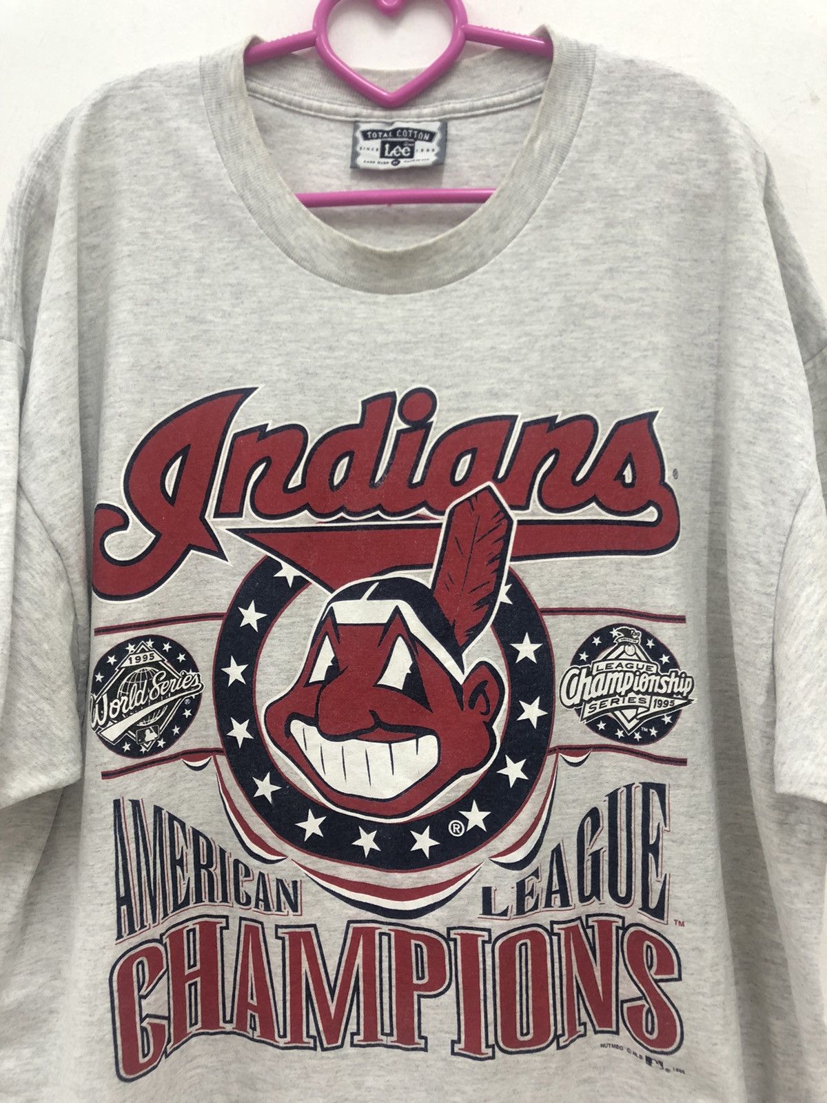 MLB Vintage 90s CLEVELAND INDIANS American League Champion Tee Size US XL / EU 56 / 4 - 2 Thumbnail
