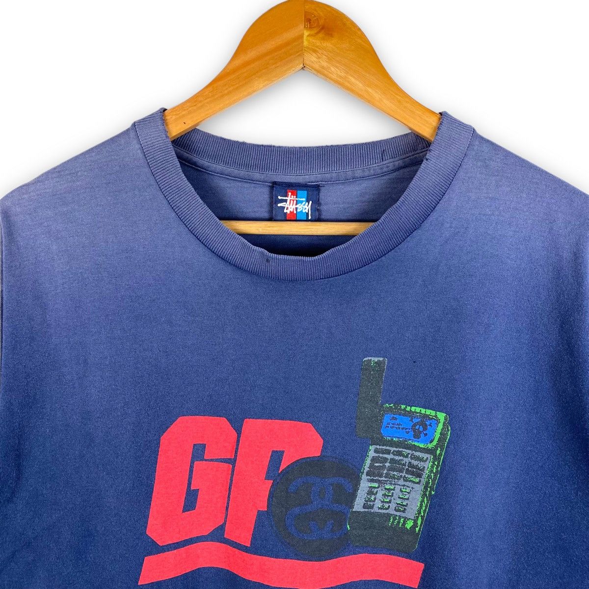 Stussy Vintage 90's STUSSY GPS Distressed Sunfaded Graphic Tee Size US L / EU 52-54 / 3 - 4 Thumbnail