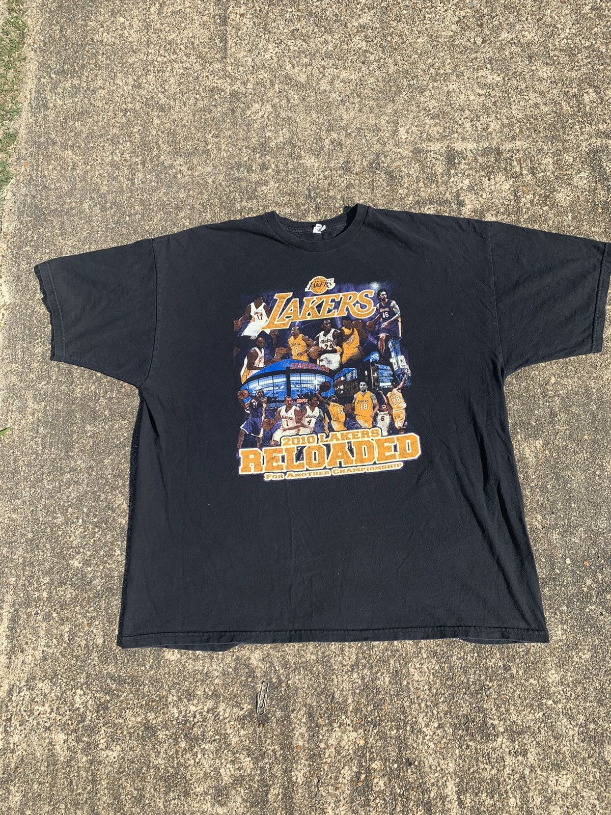 image of Crazy Vintage Lakers Kobe Y2K Rap T-Shirt Essential in Black, Men's (Size XL)