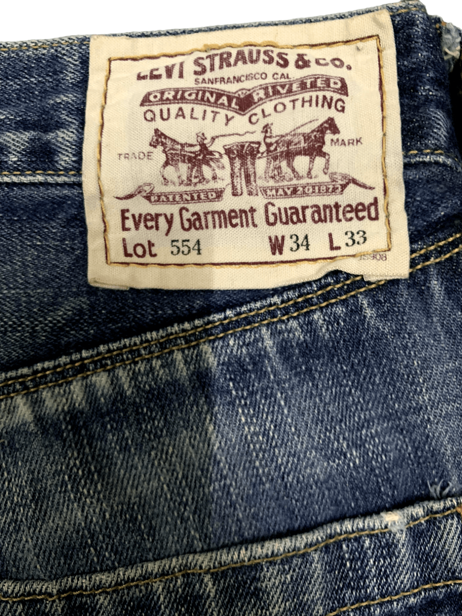 Levi's Vintage 90s Levis 554 Blue Wash Distressed Baggy Jeans 34x31 Size US 34 / EU 50 - 15 Thumbnail