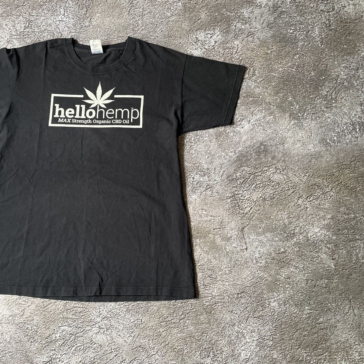 Vintage Vintage Y2K Hello Hemp Graphic Tee Streetwear Black Washed M Size US M / EU 48-50 / 2 - 6 Thumbnail