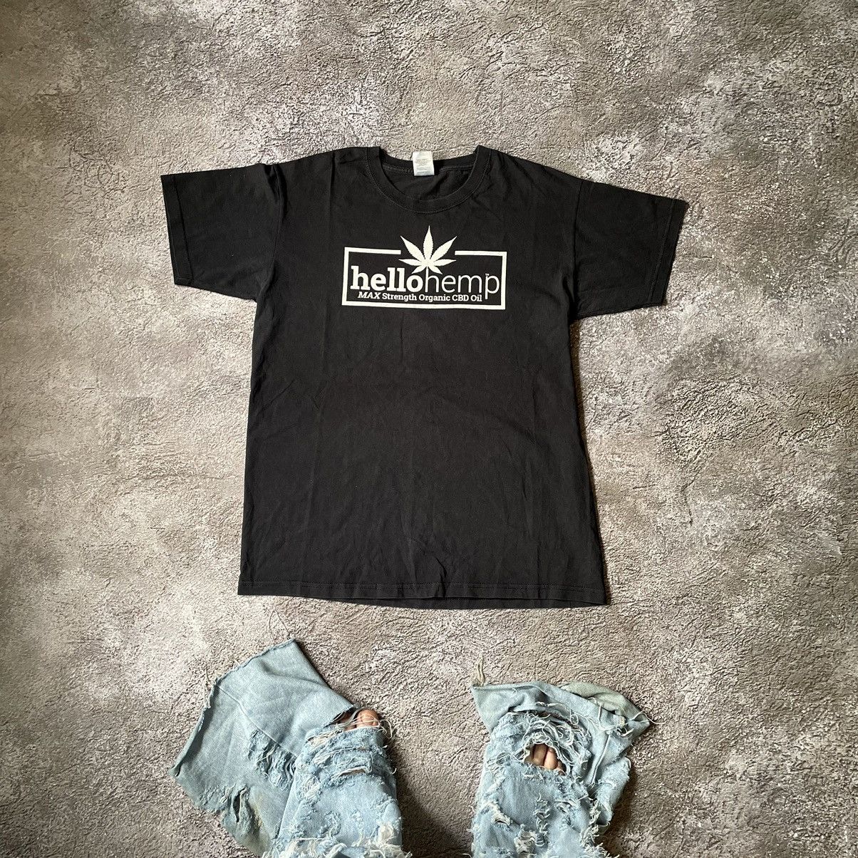 Vintage Vintage Y2K Hello Hemp Graphic Tee Streetwear Black Washed M Size US M / EU 48-50 / 2 - 1 Thumbnail