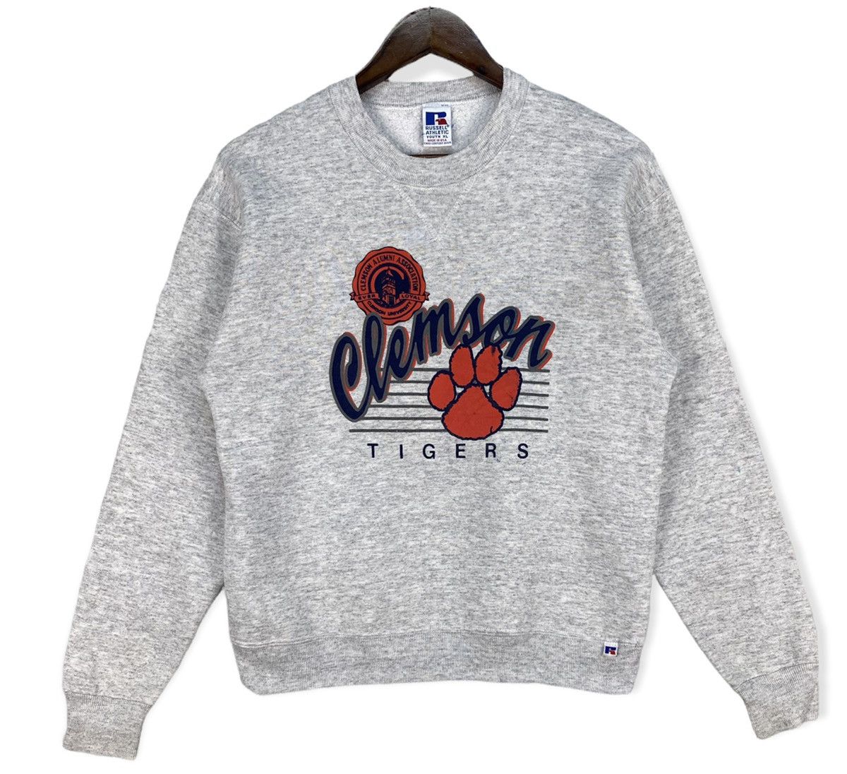 image of Russell Athletic x Vintage Clemson Tigers Sweatshirt in Grey, Men's (Size XL)