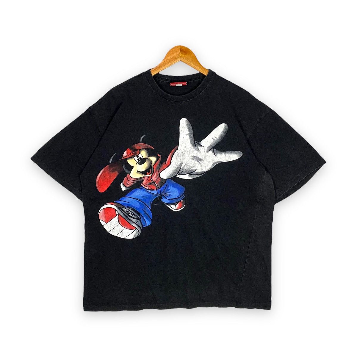 image of Disney x Mickey Mouse Vintage 90's Mickey Mouse Hip-Hop Print Tee in Black, Men's (Size XL)