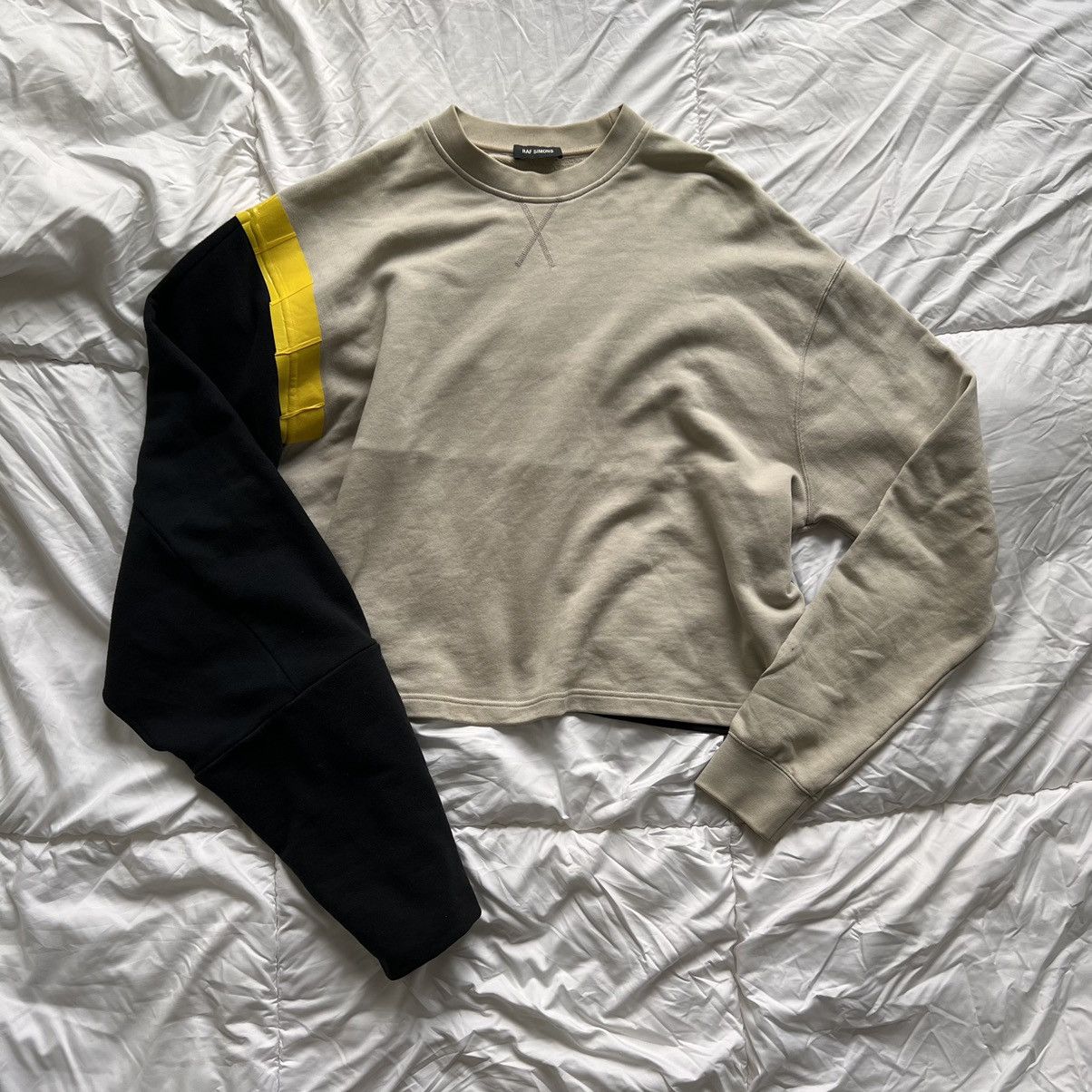 image of Raf Simons Aw17-18 Mega Sleeve Taped Crewneck in Sand, Men's (Size Large)