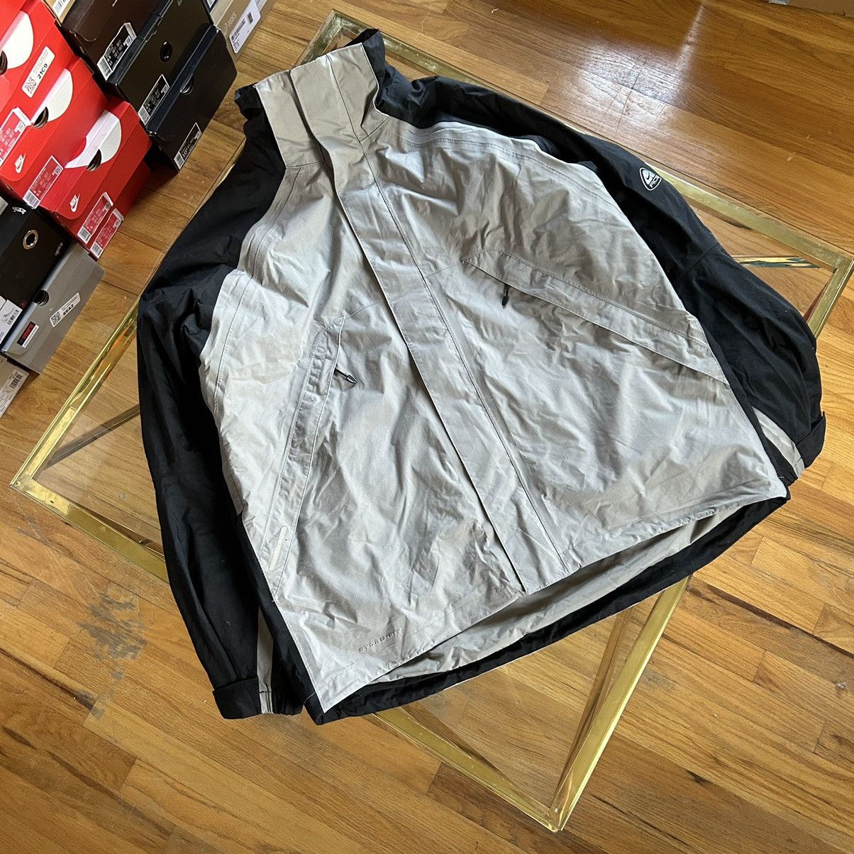 image of 90's Nike Acg Nylon Storm-Fit Rain Jacket Coat Ykk Drawcord in Grey, Men's (Size Large)