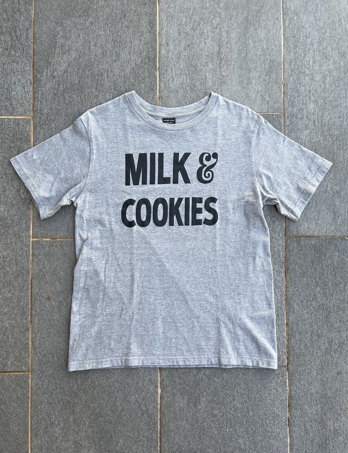 image of Number N Ine N(N) Milk & Cookies Tee in Grey, Men's (Size Small)