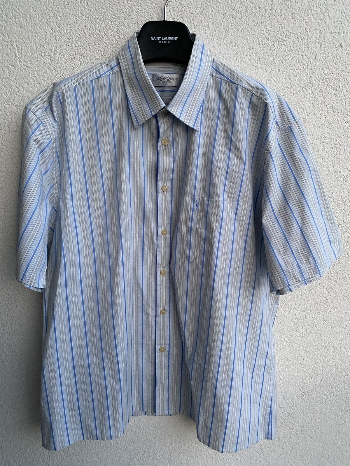 Yves Saint Laurent Summer YSL Shirt Striped Blue Size US XL / EU 56 / 4 - 14 Thumbnail