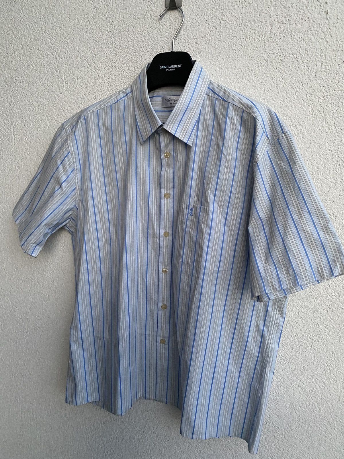 Yves Saint Laurent Summer YSL Shirt Striped Blue Size US XL / EU 56 / 4 - 3 Thumbnail