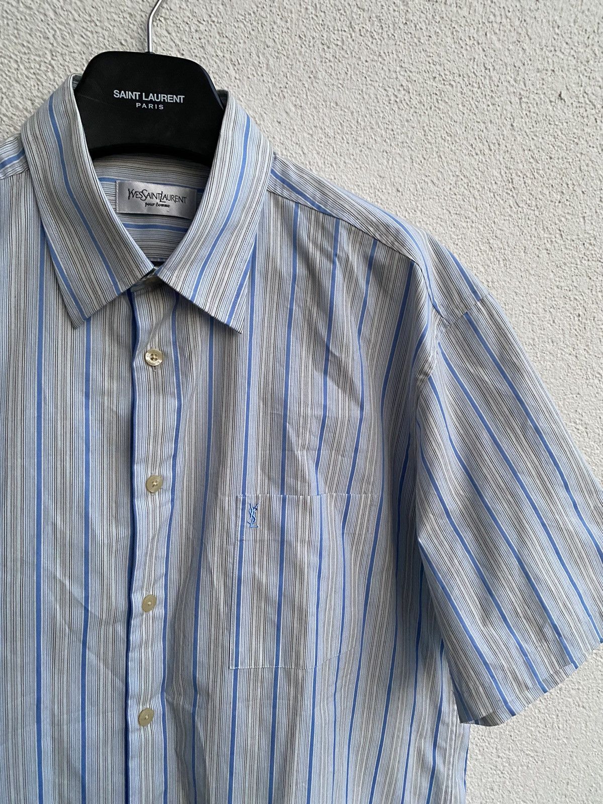 Yves Saint Laurent Summer YSL Shirt Striped Blue Size US XL / EU 56 / 4 - 8 Thumbnail