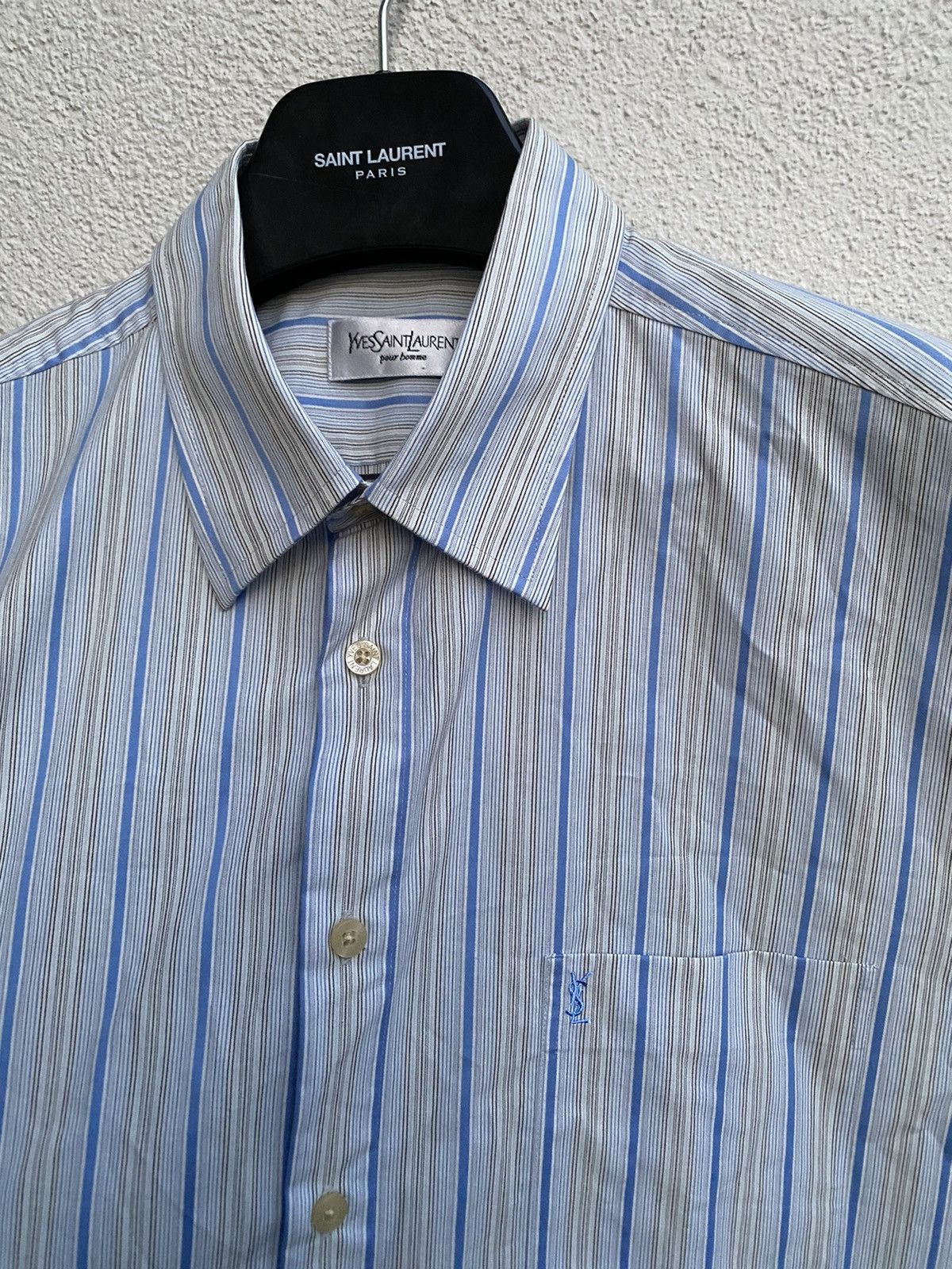 Yves Saint Laurent Summer YSL Shirt Striped Blue Size US XL / EU 56 / 4 - 4 Thumbnail