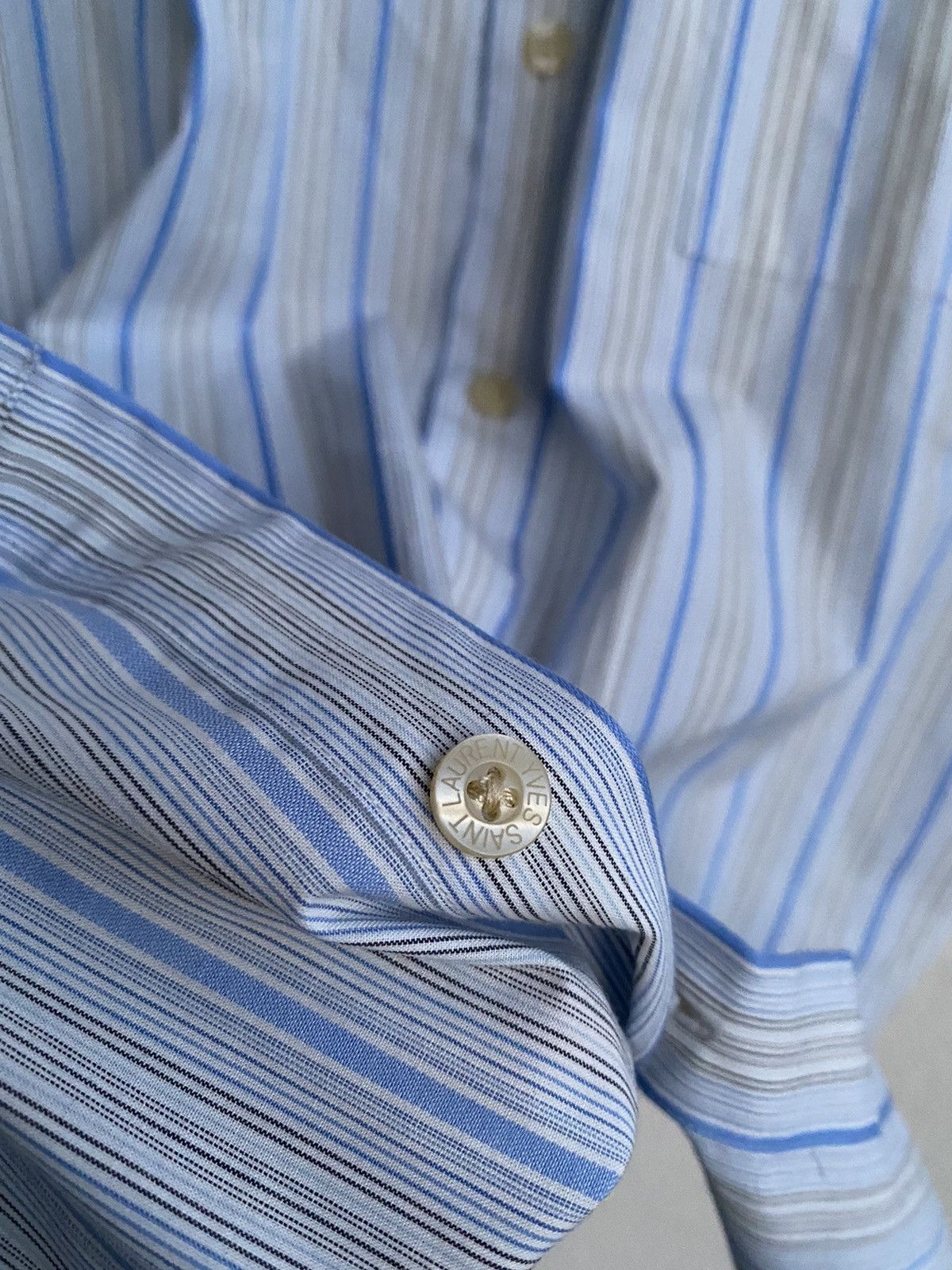 Yves Saint Laurent Summer YSL Shirt Striped Blue Size US XL / EU 56 / 4 - 12 Thumbnail